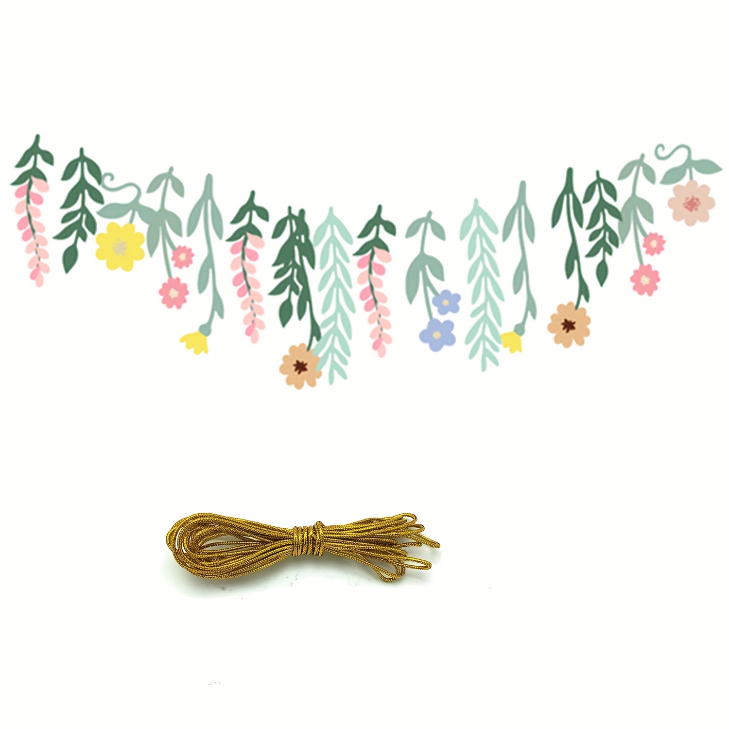Image of 1pc Of Bohemian Style Floral Leaf Banner, Double-sided Paper Garland, Suitable For Weddings, Bridal Showers, Birthdays, Graduations - Indoor/outdoor Party Decoration