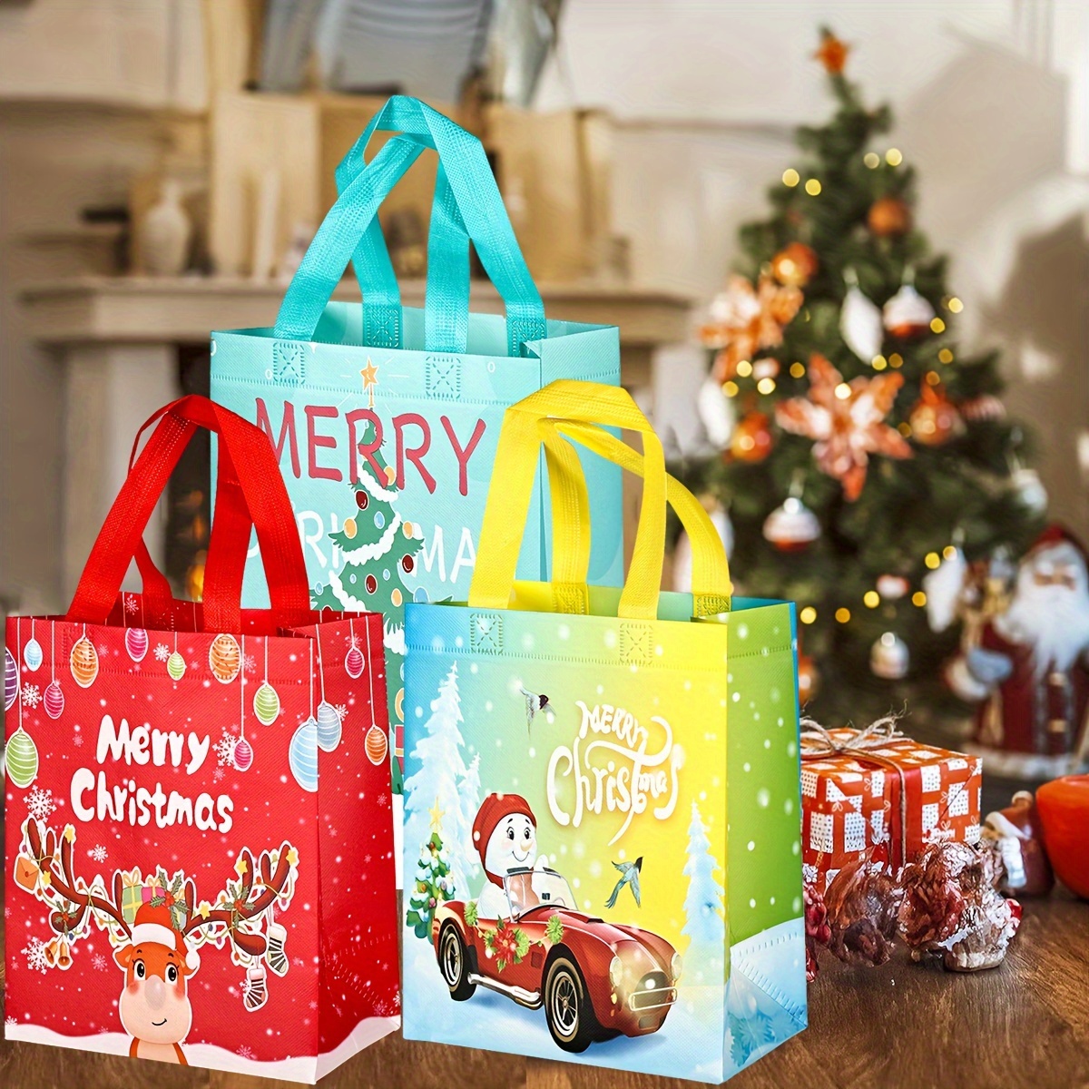 8pz sacchetti regalo natale manici borse tote in tessuto non