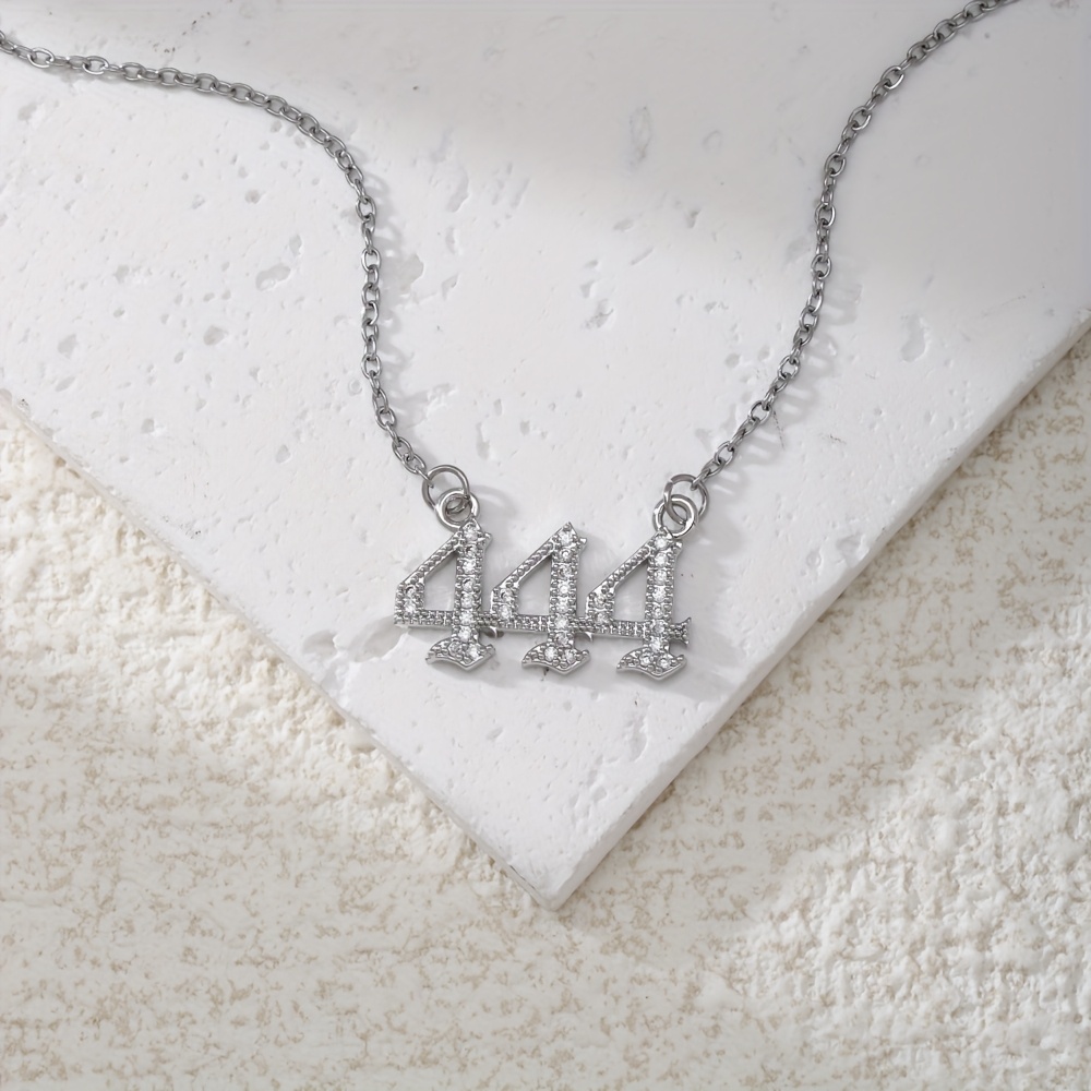 TEMU 1pc 123456789 Number Necklace - Solid Copper Pendant (golden/silvery) With Adjustable Stainless Steel Chain, Trendy Sparkling Jewelry Gift For