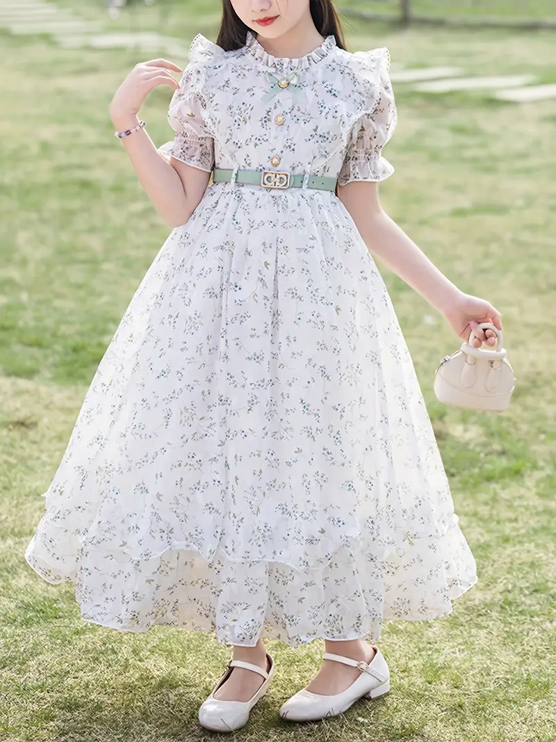 girls dress floral princess dress printed long chiffon beach - Temu Oman girls dress floral princess dress printed long chiffon beach - Temu Oman