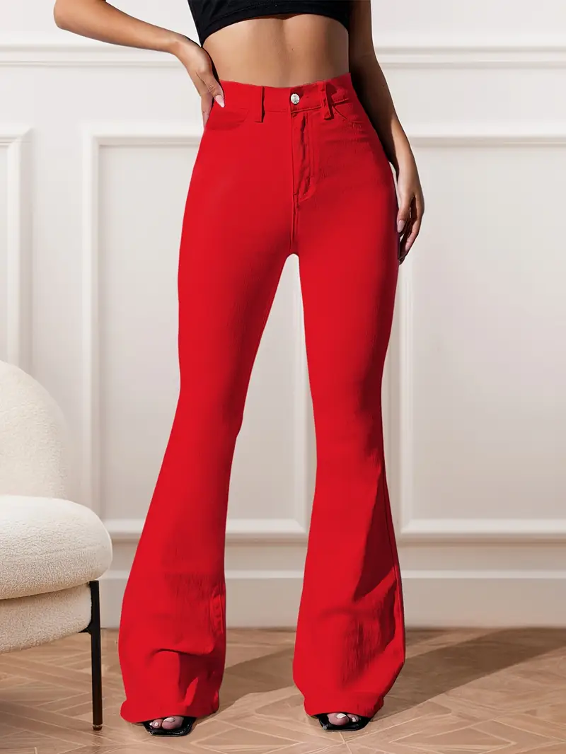 red versatile street style high stretch fashionable flared - Temu Qatar red versatile street style high stretch fashionable flared - Temu Qatar