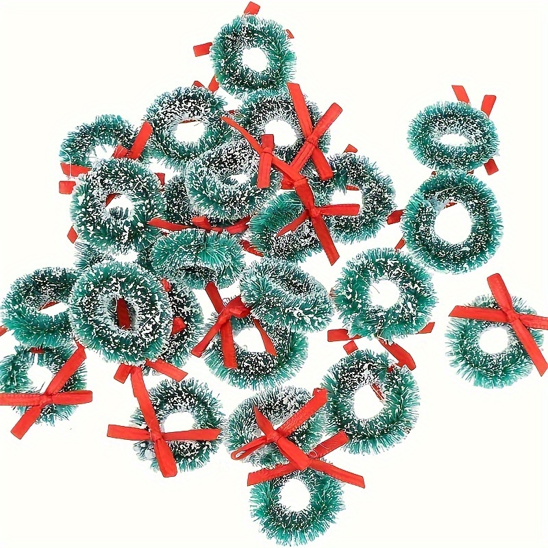 

Mini Festive Christmas Wreath Ornaments: 6pcs/12pcs Set, Suitable For Christmas Decoration, Doll House, And More - Plastic, No Feather, No Power Required