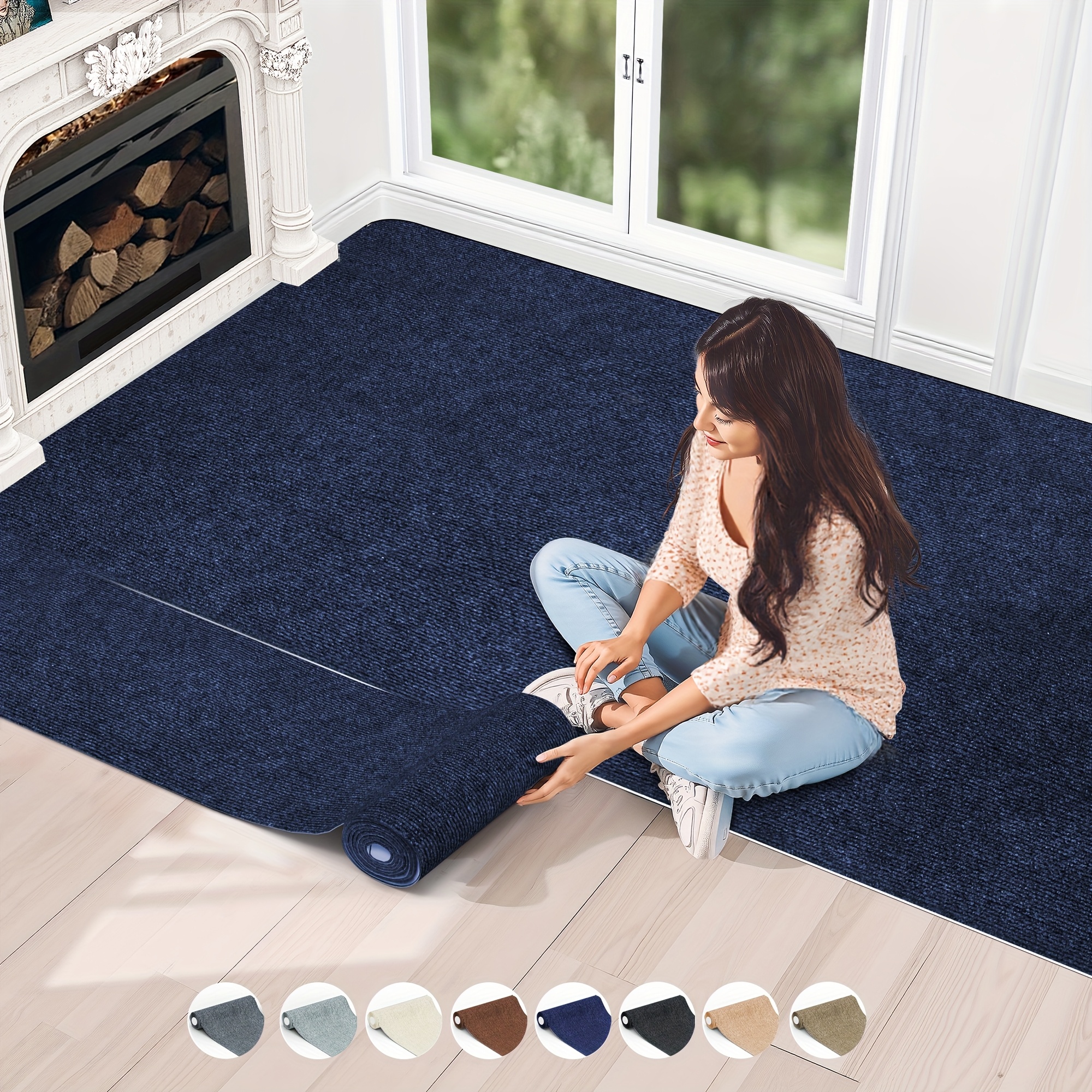 Rutschfester Teppich, selbstklebender Teppich, zuschneidbar und wiederverwendbar * für Treppenmatte, Flurmatte, Wohnzimmer, Schlafzimmer, dekorativer Frühlings- und Sommer-Teppich, 1 Rolle 40 cm * cm