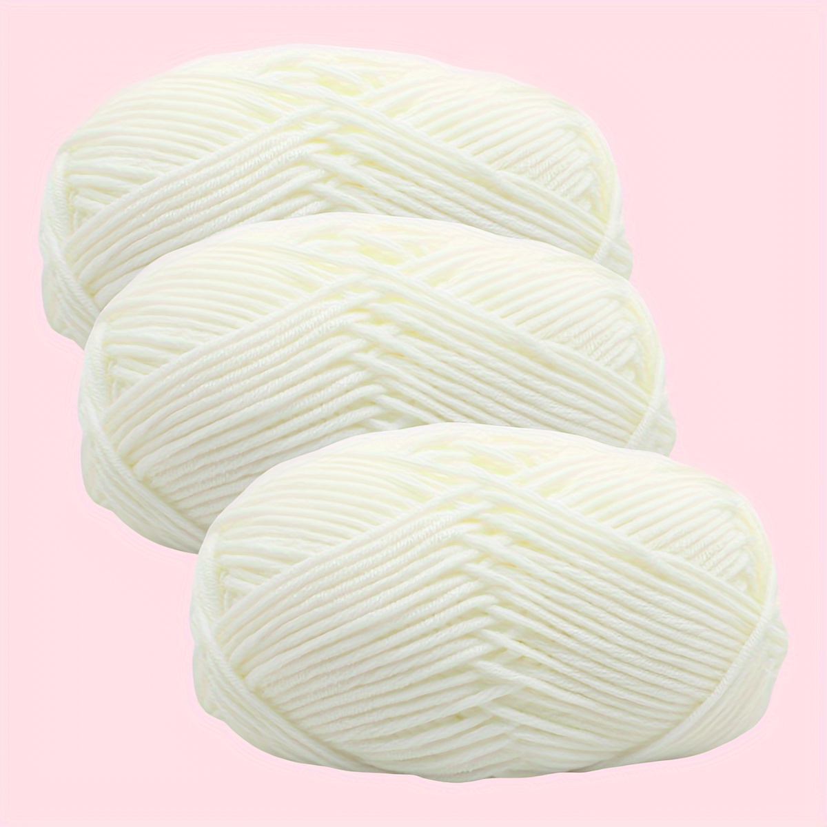 

3pcs Soft Acrylic Yarn - , Ideal For Knitting & Crochet Projects - In Light Green, White, Pink, Green, Golden, Black