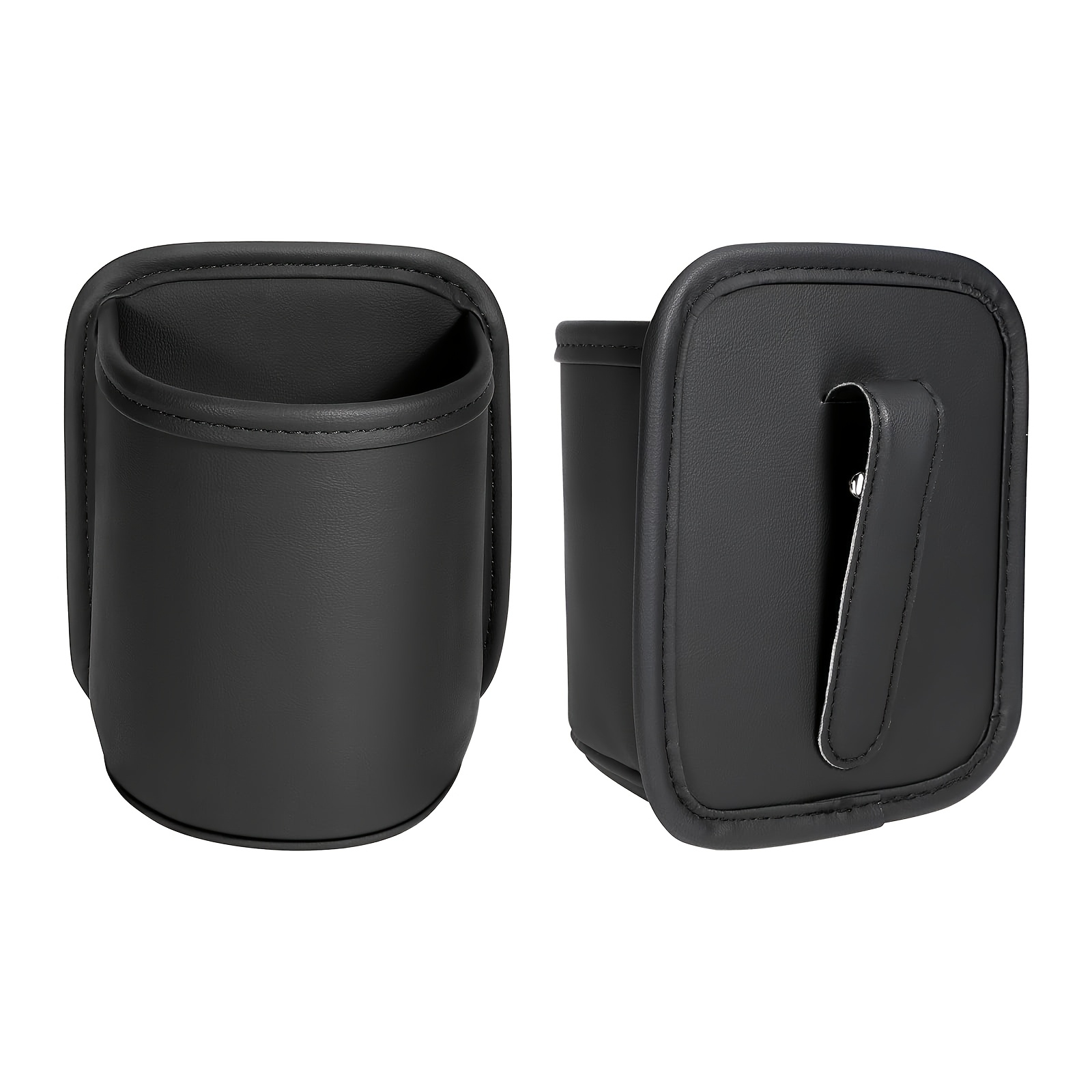 Image of 2pcs Pu Car Cup Holder Organizer (2pcs) | Anti-sag Clip Cupholder For Back Seat, Car Side Door, Headrest | Premium Extra Automotive Cup Holders For Water Bottles, Tumblers & Coffee Mugs