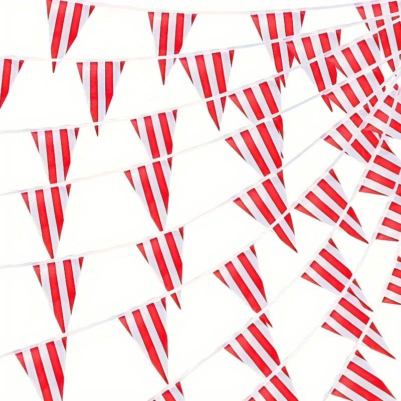 

1 String Of Red And White Striped Broken Flags Broken Flags, Mardi Gras Circus Ornaments Party Supplies, Birthday Party, New Year's Eve Celebration