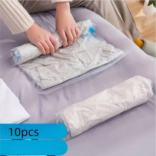 10pcs large medium small no vacuum or pump needed for travel hand roll vacuum compression bags no air pump required hand roll style travel bags business trips organized storage
