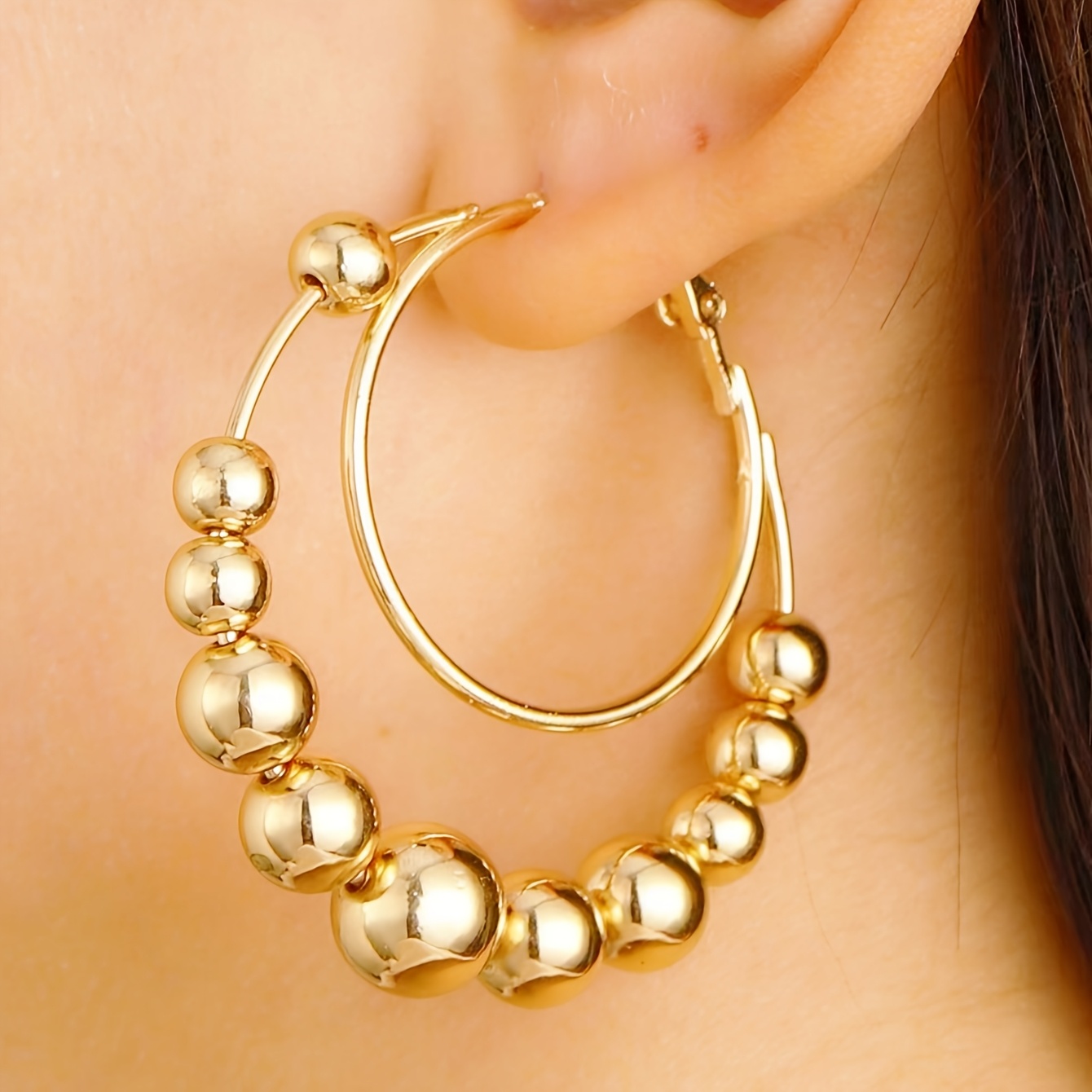 Bohemian Vintage Inspired Hoop Earrings Iron Beaded Hoops