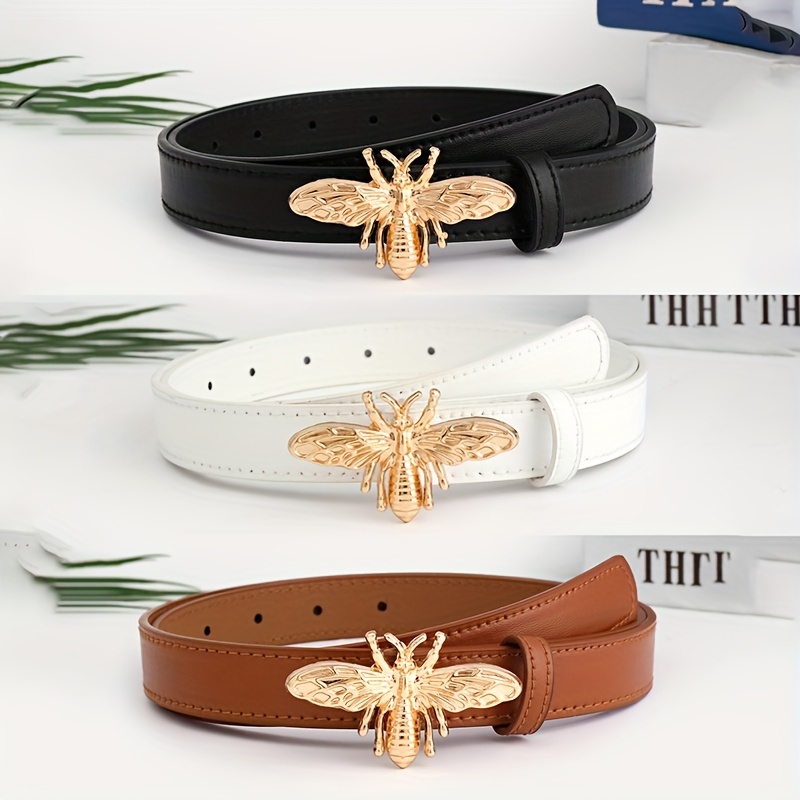 

1pc Fashionable Bee Buckle Women's Belt Cute Decorative Leather Waistband Length Essential Belts Accessory