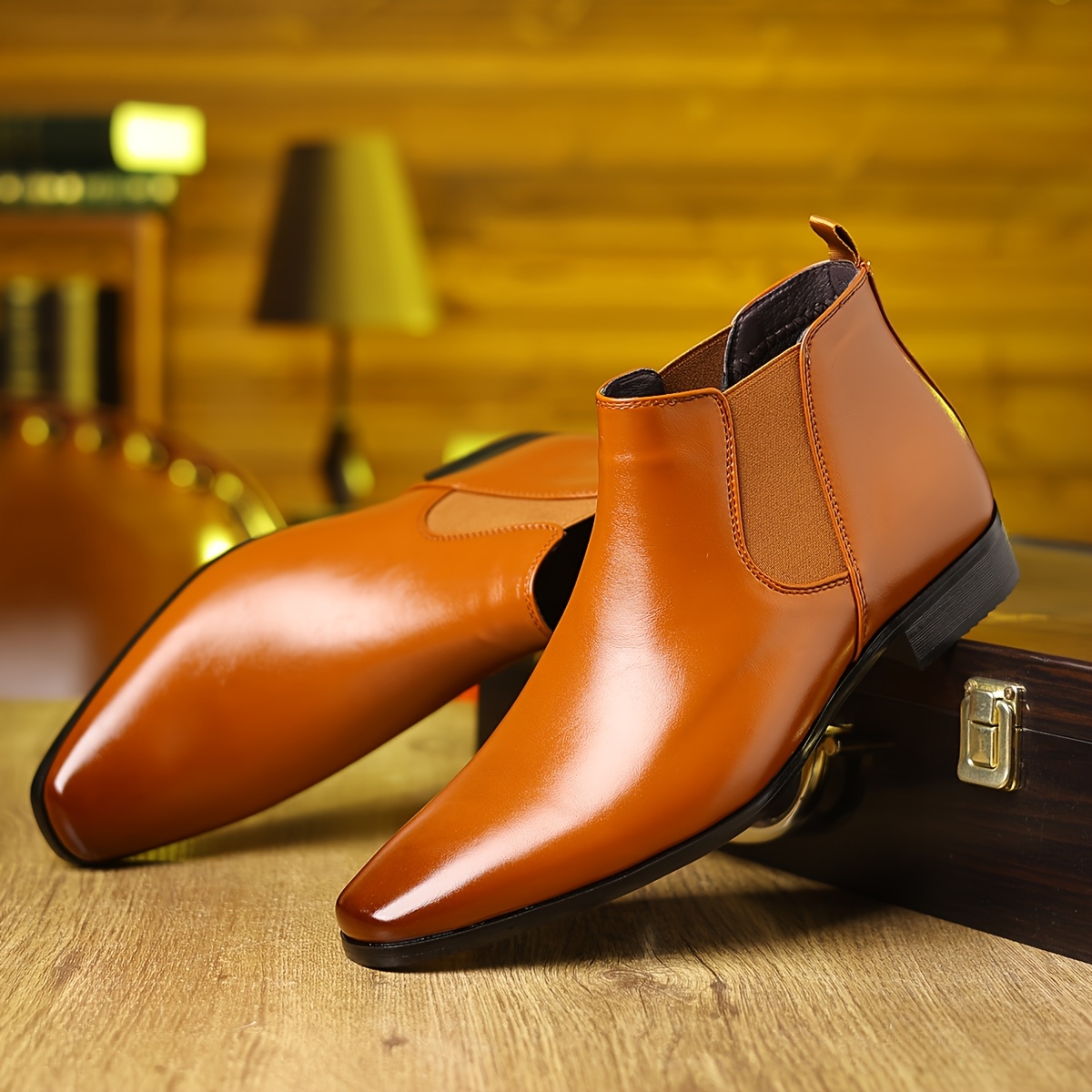 mens business casual chelsea boots suitable wearing in four - Temu