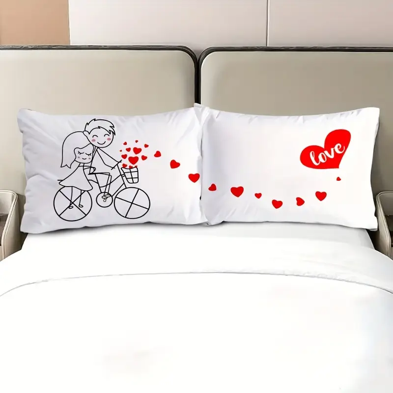 2pcs couple pillowcase 50 75 50 90 kawaii cartoon pillowcase made of 100 polyester spandex fabric digital printing technology Product details 1