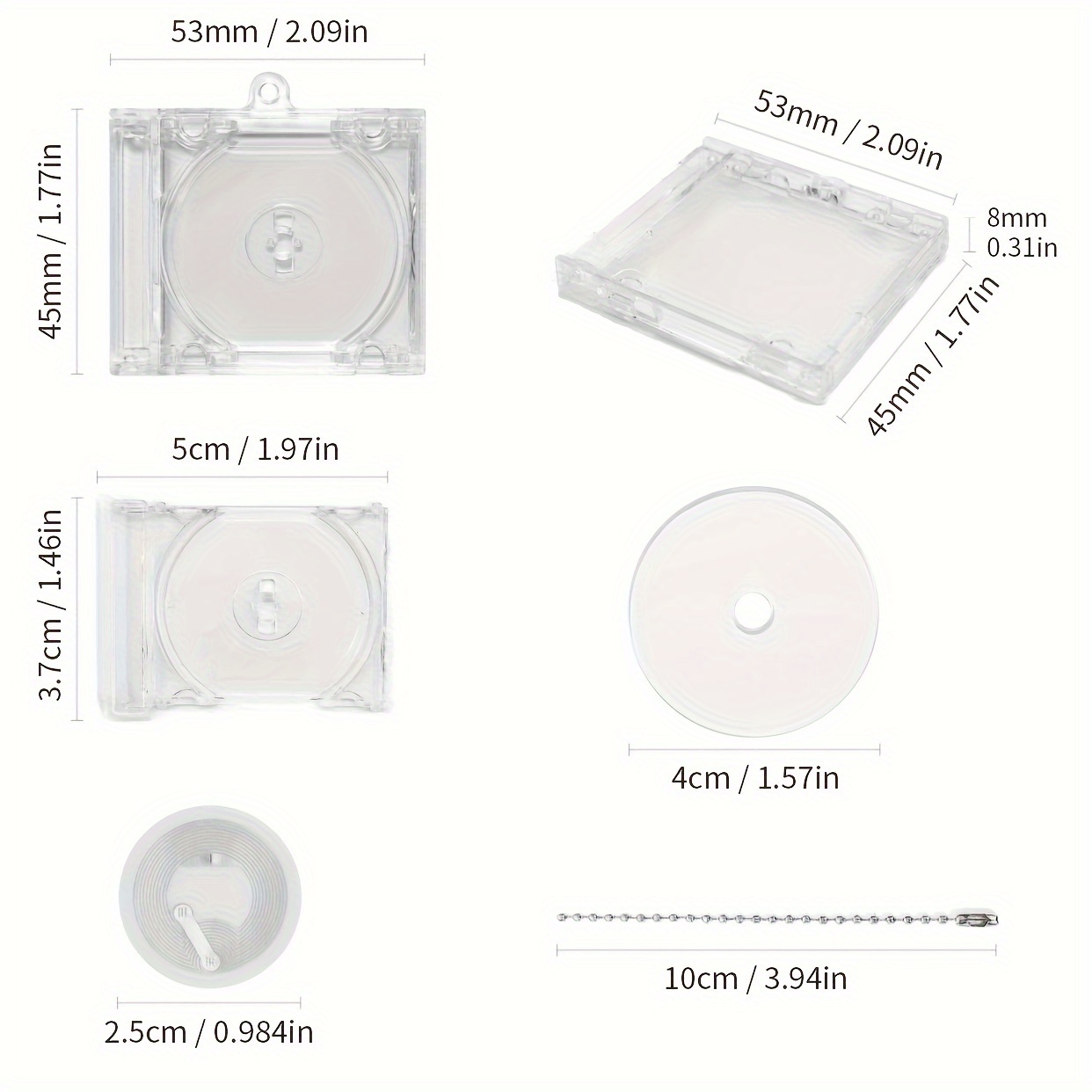 4 pack nfc mini cd keychain transparent acrylic portable cd - Temu