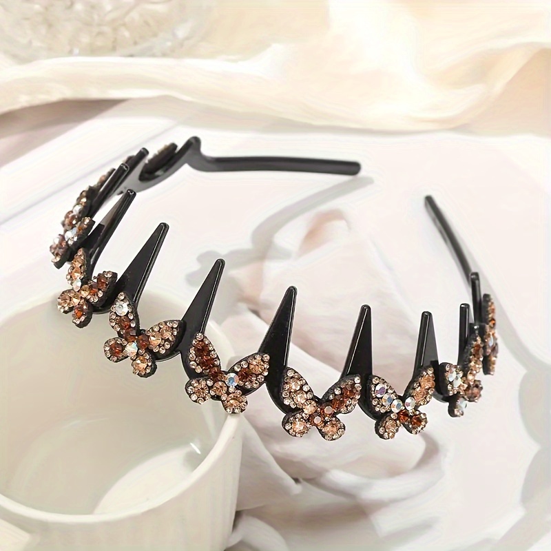 TEMU Elegant Wavy Headband With With Synthetic - Women's Non-slip Hairband, A Fashionable Hair Accessory Suitable For Seasons, Durable Plastic Hair