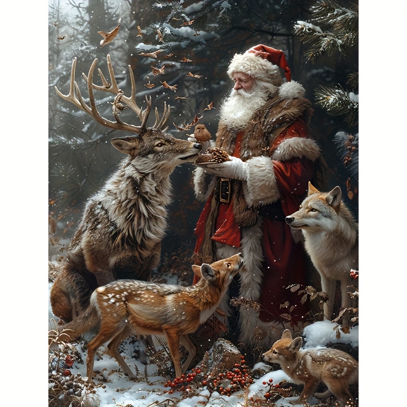 

Santa Claus 5d Kit, 11.8x15.8in - Complete Set With Round Diamonds & Tools, Canvas Art For Beginners, Mosaic Wall Decor Craft