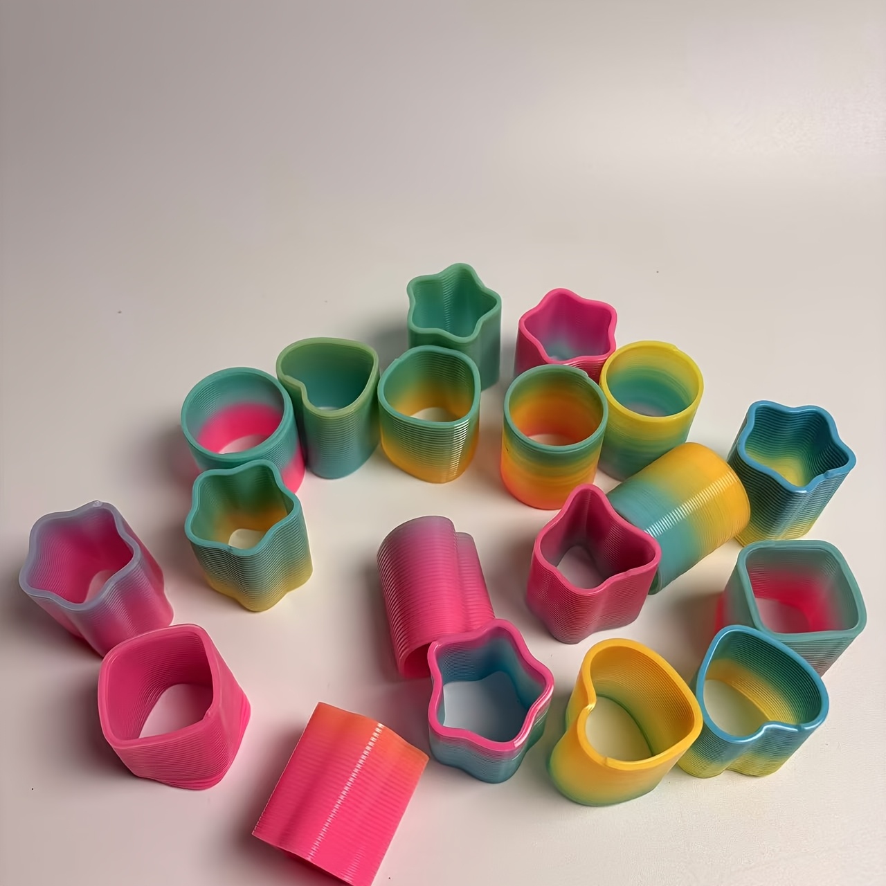 TEMU 30pcs Irregular Spring Toys - Colorful Spiral Design, Durable Plastic Mini Springs, Suitable For Parties, Halloween, Birthday, Easter, And