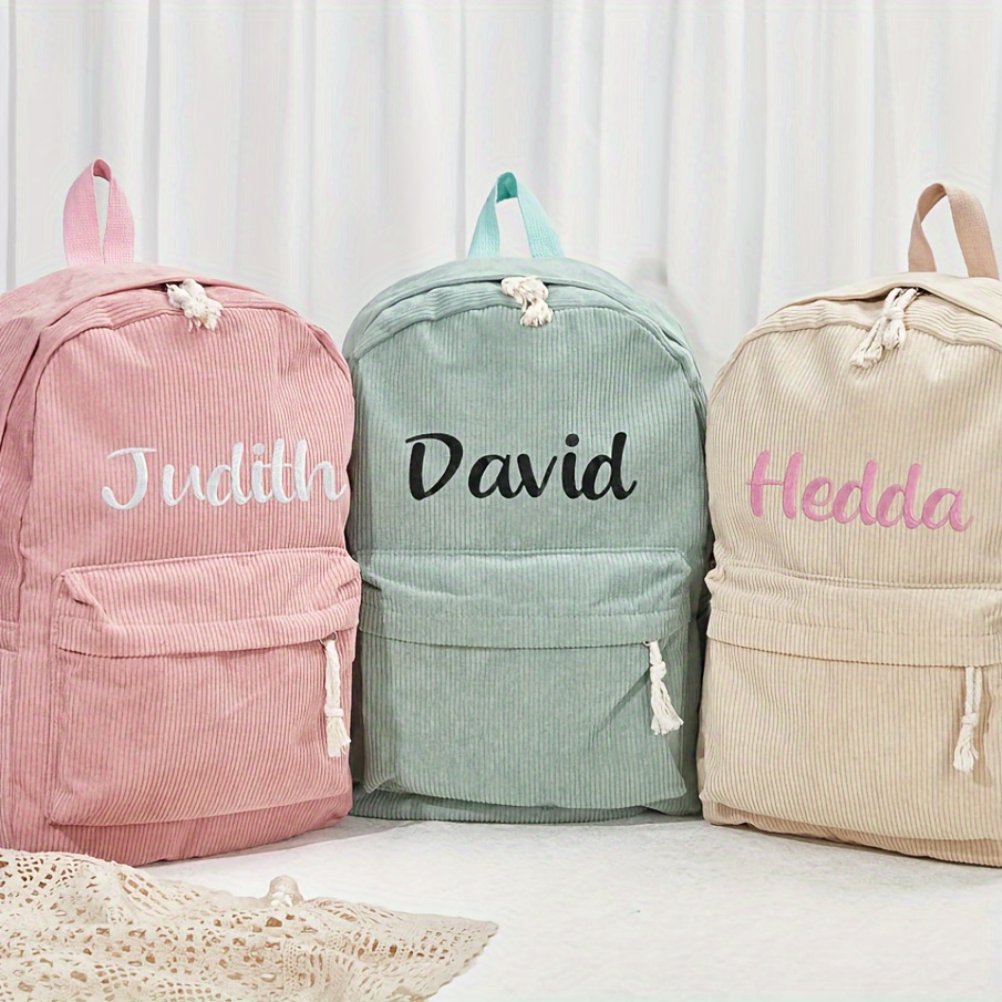 

Personalized Corduroy Backpack With Custom Name, Preferred Choice For Gifts