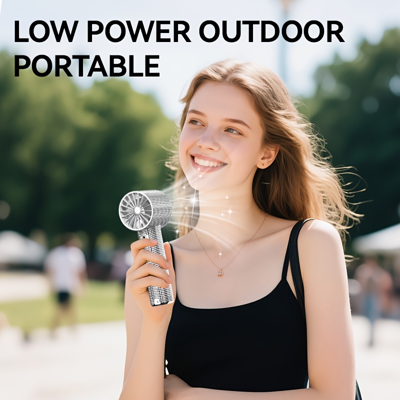  diamond portable fan portable handheld turbine fan 1 199 wind speed settings diamond handheld fan rechargeable with suitable for and outdoor activities color Product details 1