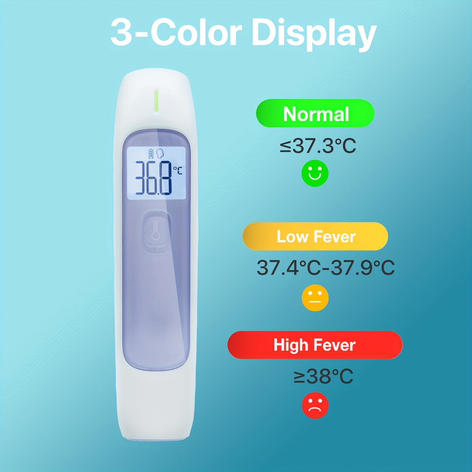 Forehead Thermometer, 3 Color BacklightForehead Thermometer for Adults, Digital Infrared Thermometer Gun with Fever Alarm, Fast Accurate Results, Perfect for Home & Medical Use