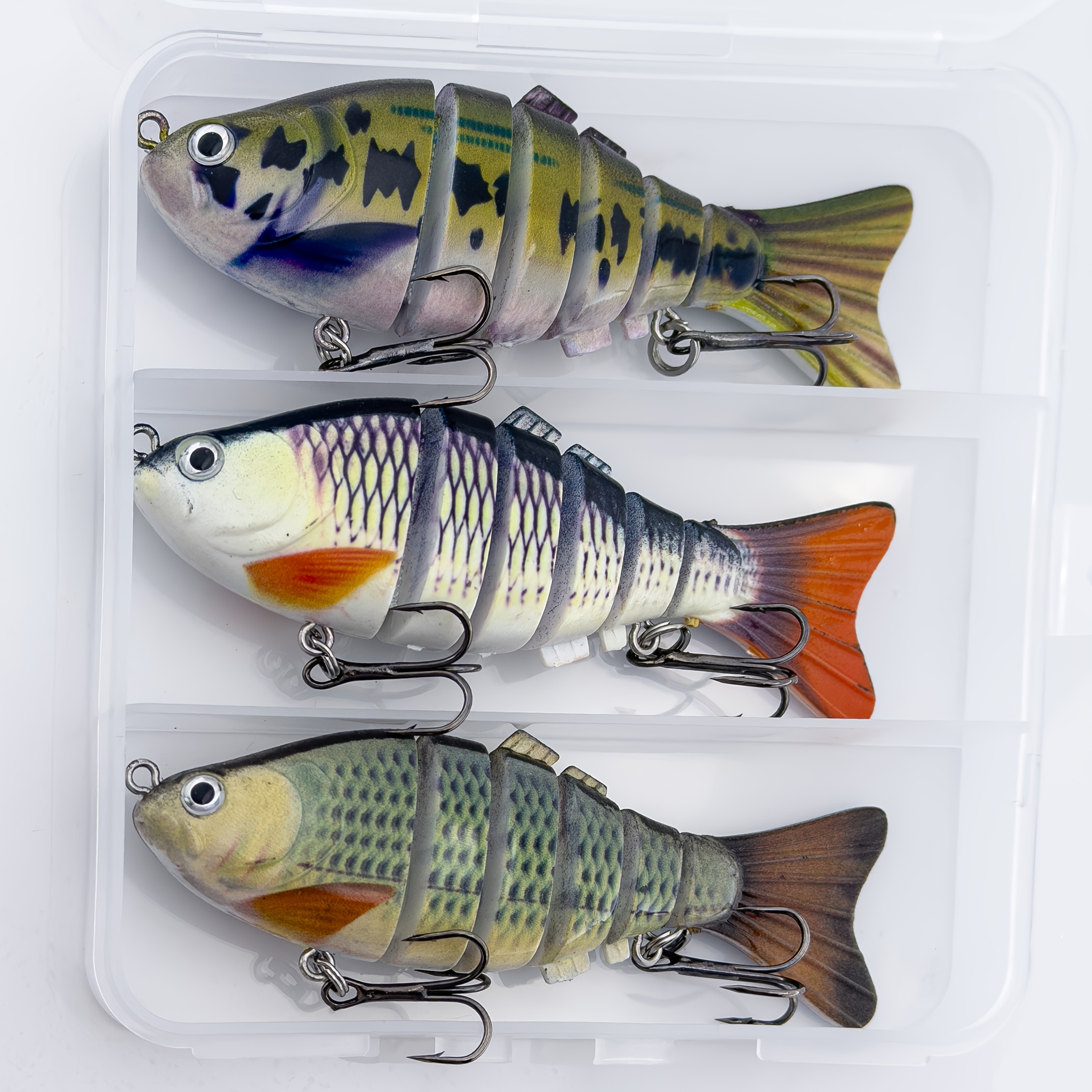 TEMU 3pcs Lure Artificial Lure Multi-joint Fishing Tackle Crank Fish Lure Simulation Artificial Accessories Fishing Slow-sinking Swimming Hard Lure