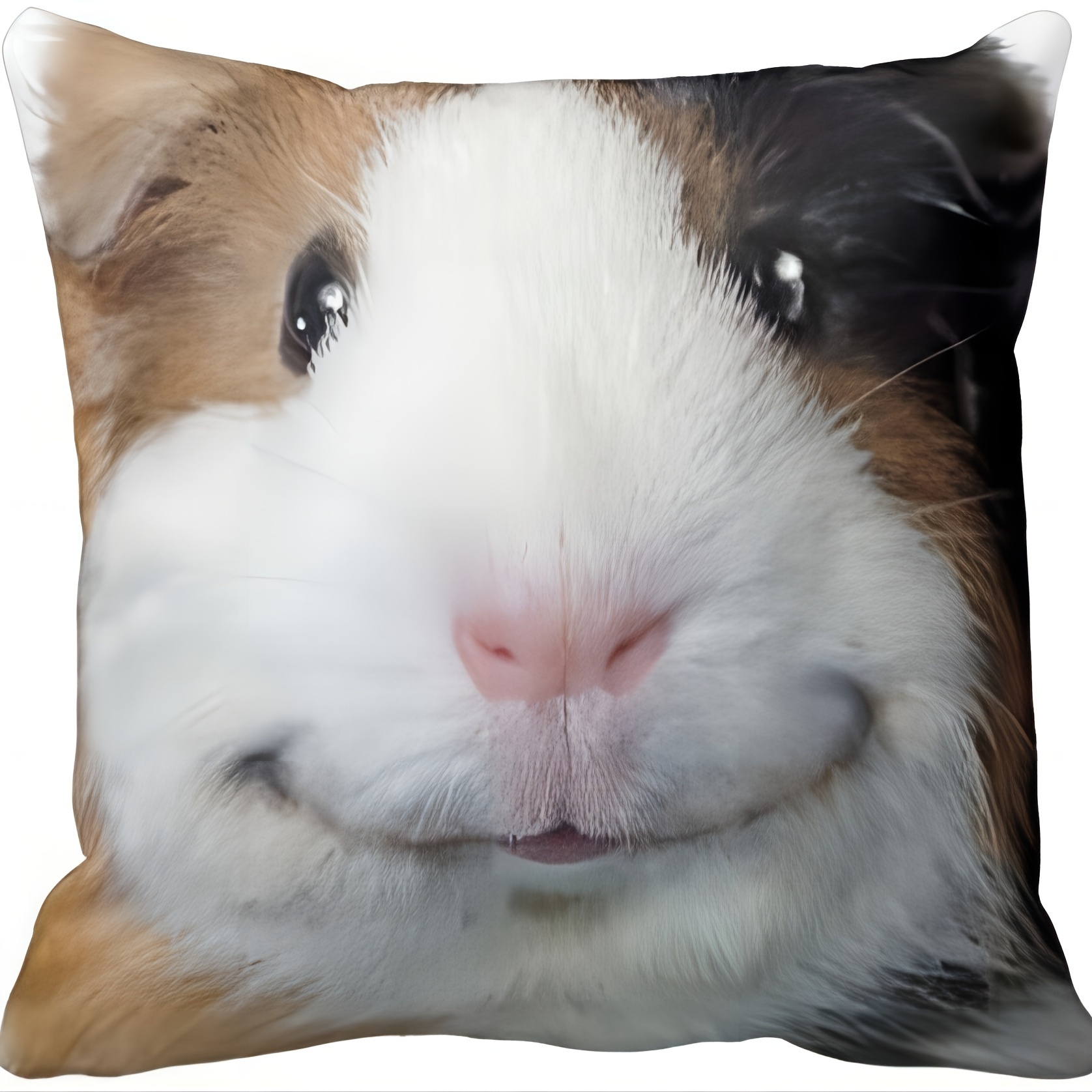 

1pc Short Plush Throw Pillow Smiling Guinea Pig Square Throw Pillow Case Cushion Cover Short Plush Decor 18x18 Inch Without Pillow Core