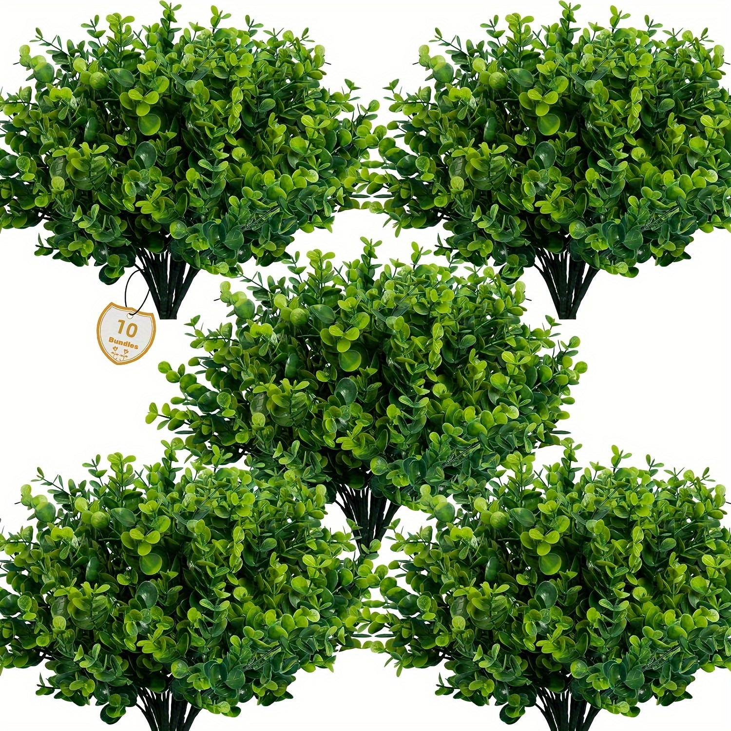 

10 Bundles, Artificial Outdoor Uv Protection Fake Plants Boxwood Shrub Grass, Suitable For Farmhouse Home Backyard Wedding And Indoor Outdoor Decoration