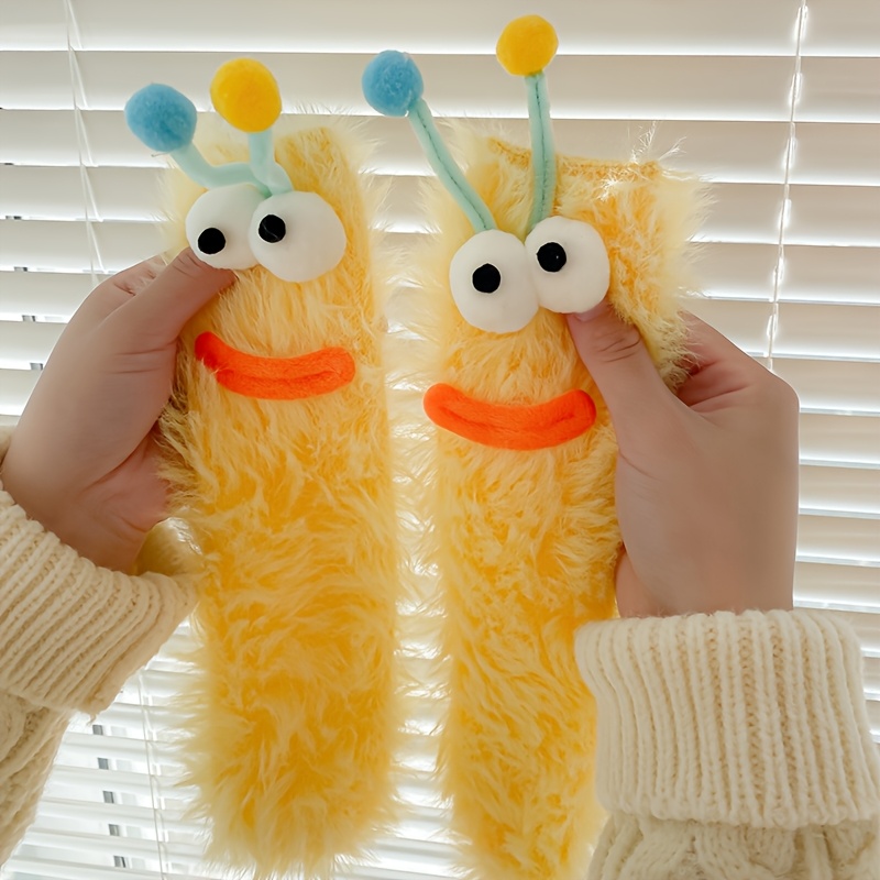 TEMU Couleur Aléatoire 1/2/4 Paires de Chaussettes d'Hiver en Peluche, Chaussettes de Nuit Amusantes à Dessin , Chaussettes pour , Chaussettes