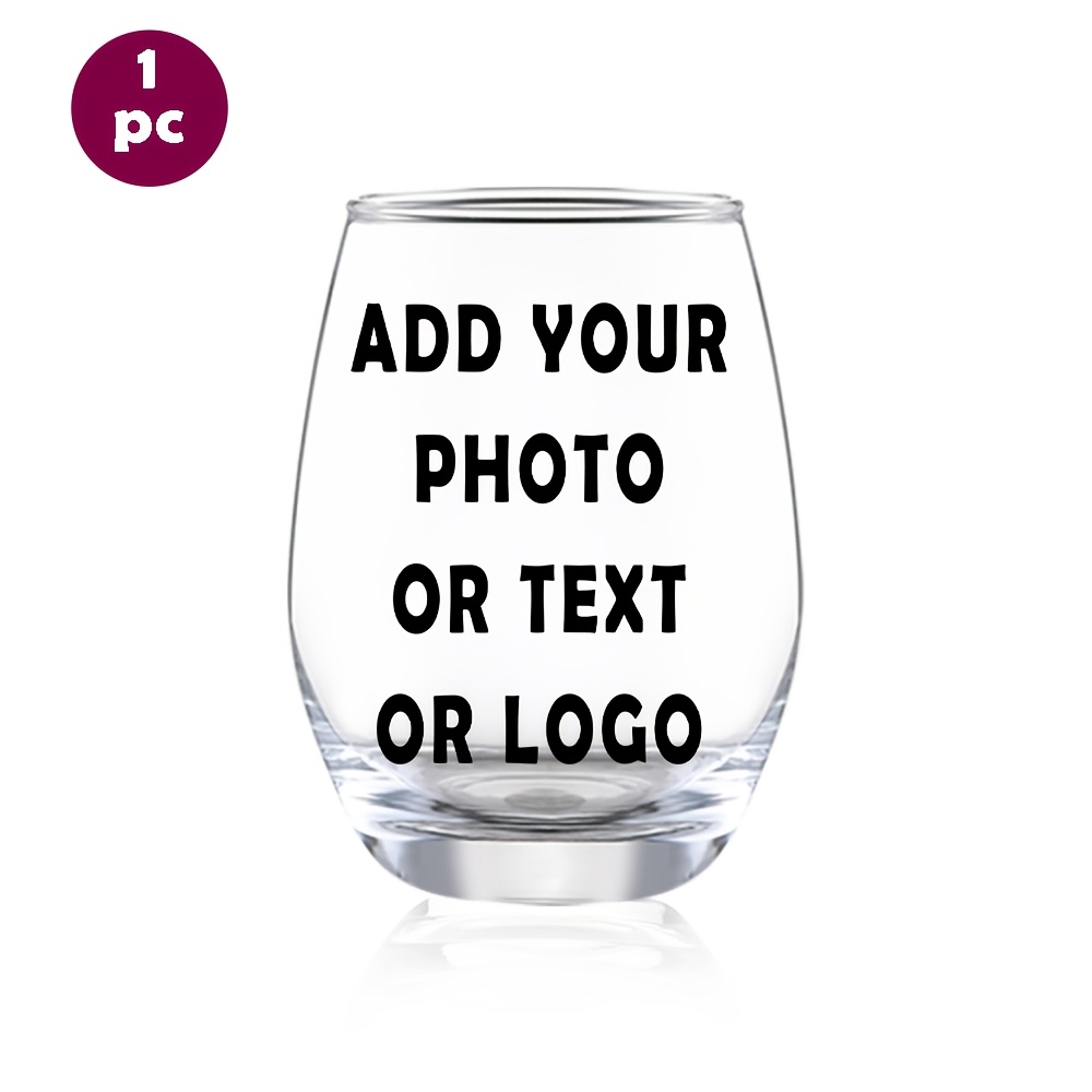 TEMU 1pc/6pcs/12oz/350ml/personalized Stemless Wine Glasses,customized Photo Or Text Or Logo,champagne And Whisky Glass,party Cups For Indoor Outdoor
