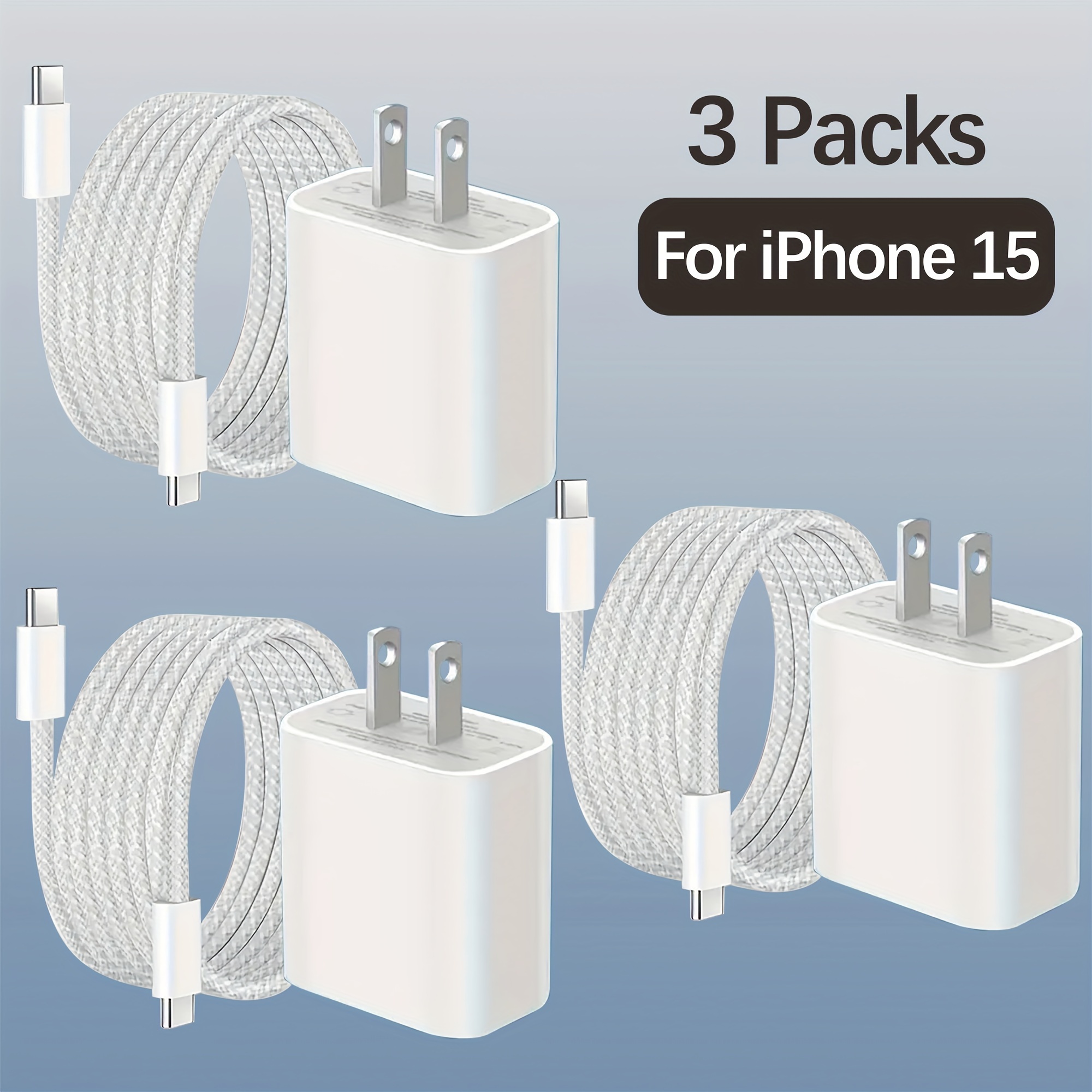 Paquete de 2 cargadores para iPhone 15, 14, 13, 12, 11, cargador de pared  USB C, adaptador de corriente PD de 20 W para iPhone 15/15Pro/15Pro