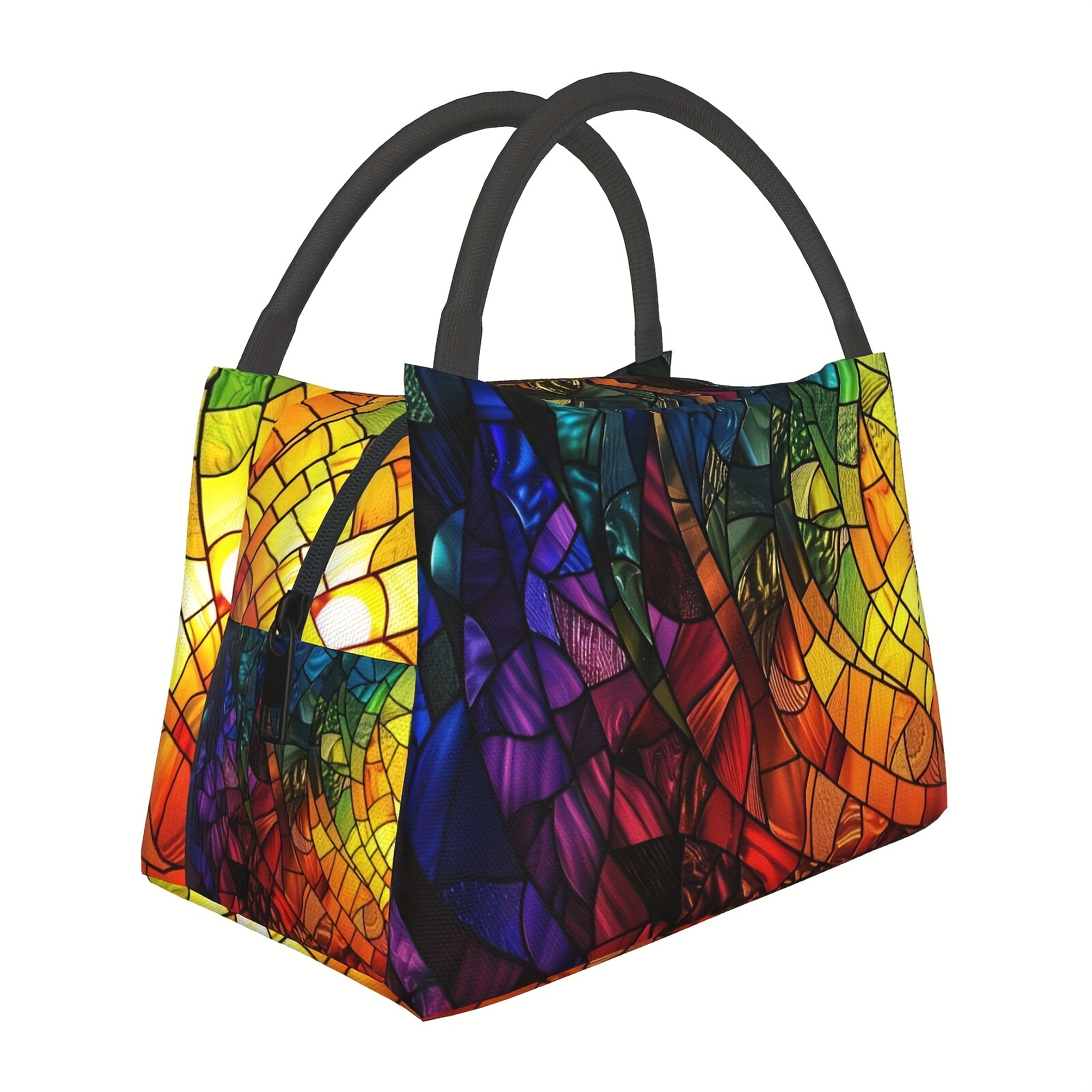 

Sac à Déjeuner Isolé du Vitrail Coloré - Étanche & Réutilisable, Tote Thermique avec Poignées Noires, Polyester, 11x6.3x6.7in - pour , le -, la Plage, le Camping