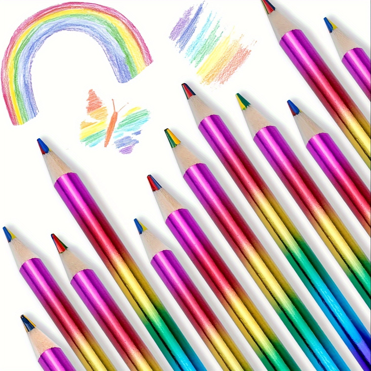 Rainbow Colored Pencils 4 Color In 1 Colorful Rainbow - Temu United Arab  Emirates