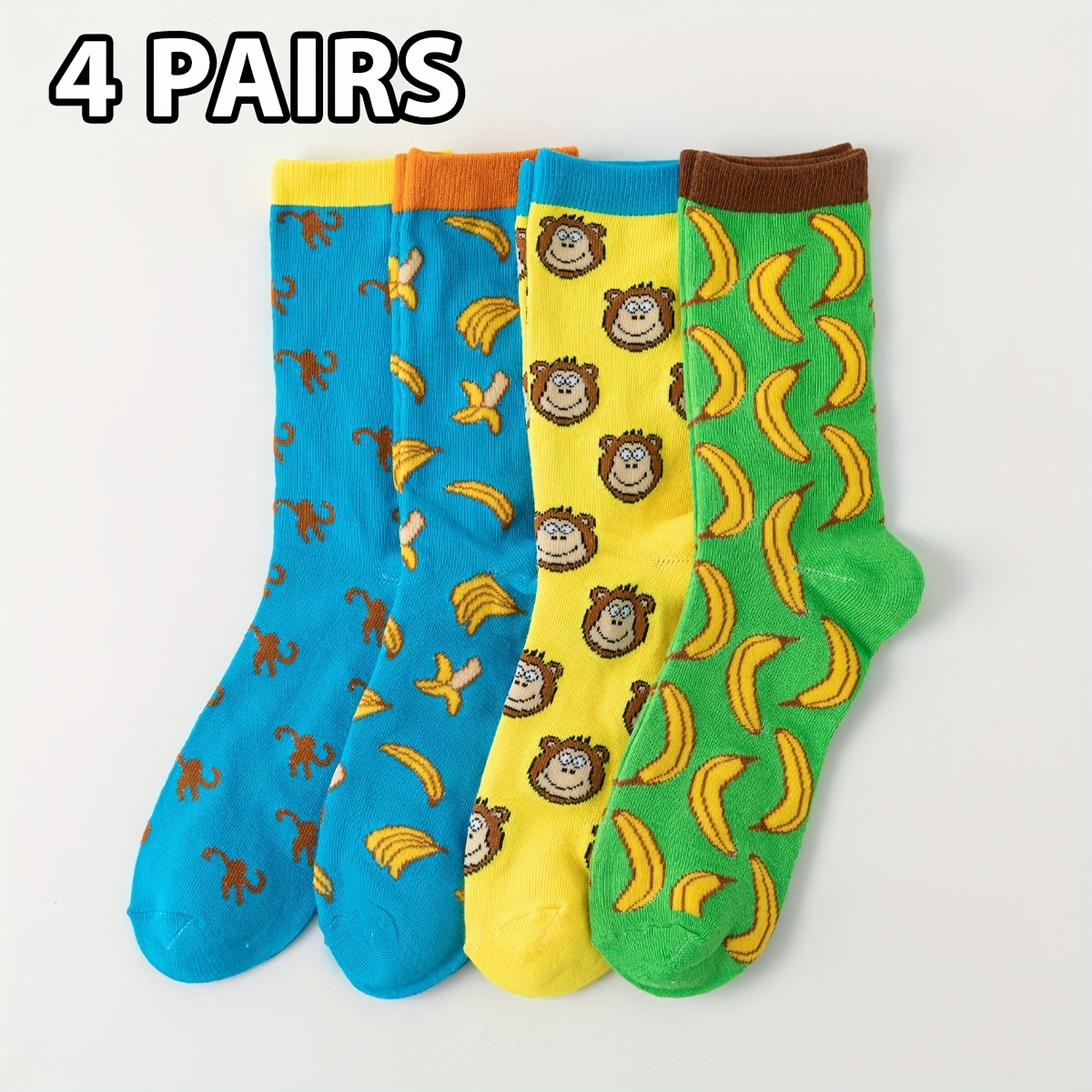 TEMU 4 Pairs/sets Of Men's Fun Animal Cartoon Pattern Mid-calf Sock Sets Are Suitable For