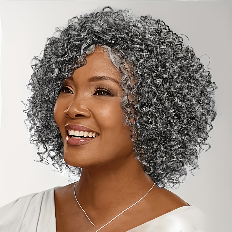 Mixed Grey Color Curly Wave Human Hair Wigs Water Wave Gray Wigs Salt And Pepper Short Cut Water Wave Full Machine Made Glueless Wigs
