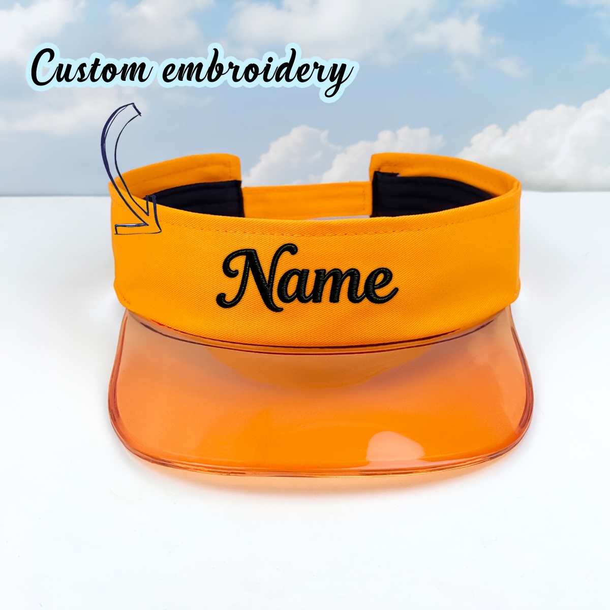 TEMU 1pc Customizable Embroidered Topless Baseball Cap, Fashionable Transparent Brim, Wearable For Summer Running, New Versatile Topless Hat