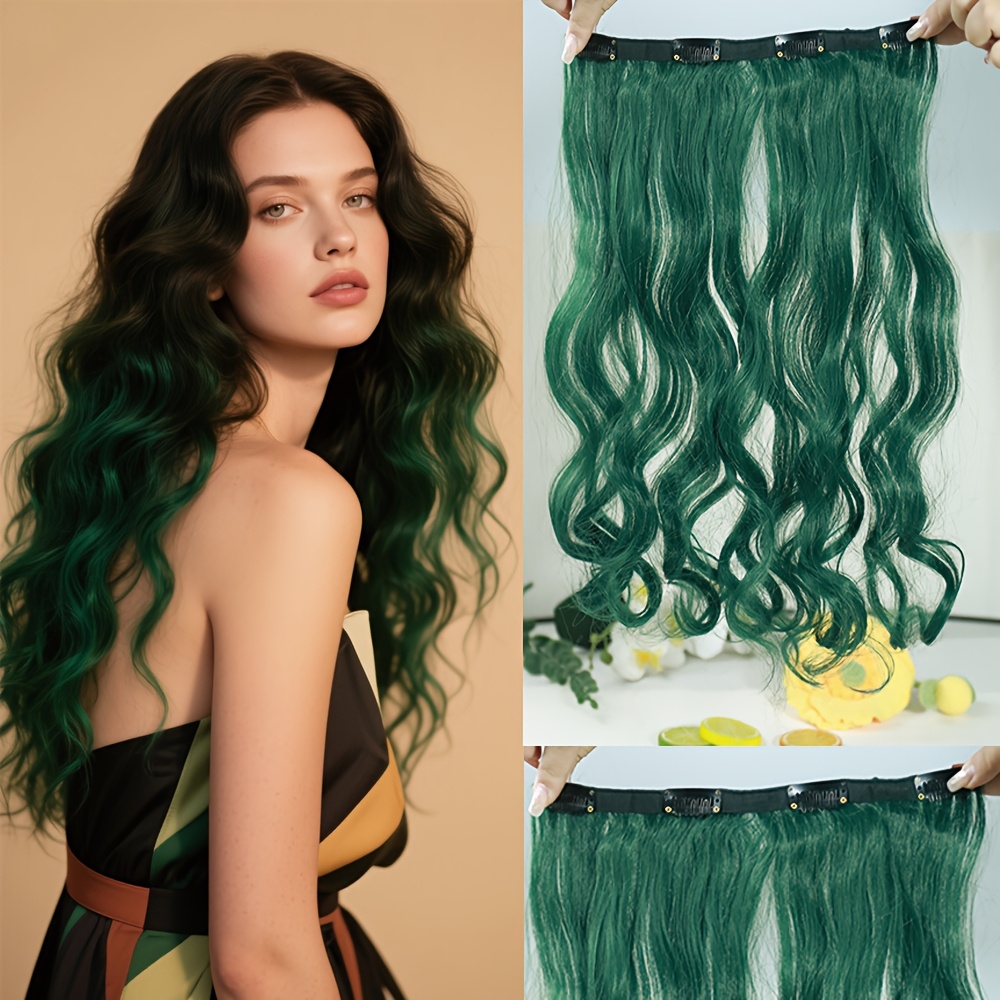E-shop 18 Zoll Lange Lockige Clip-in Haarverlängerungen - Vielseitiges 4-Clip-Design für Damen, Mehrfarbig , Ideal für Halloween, Weihnachten, Neujahr