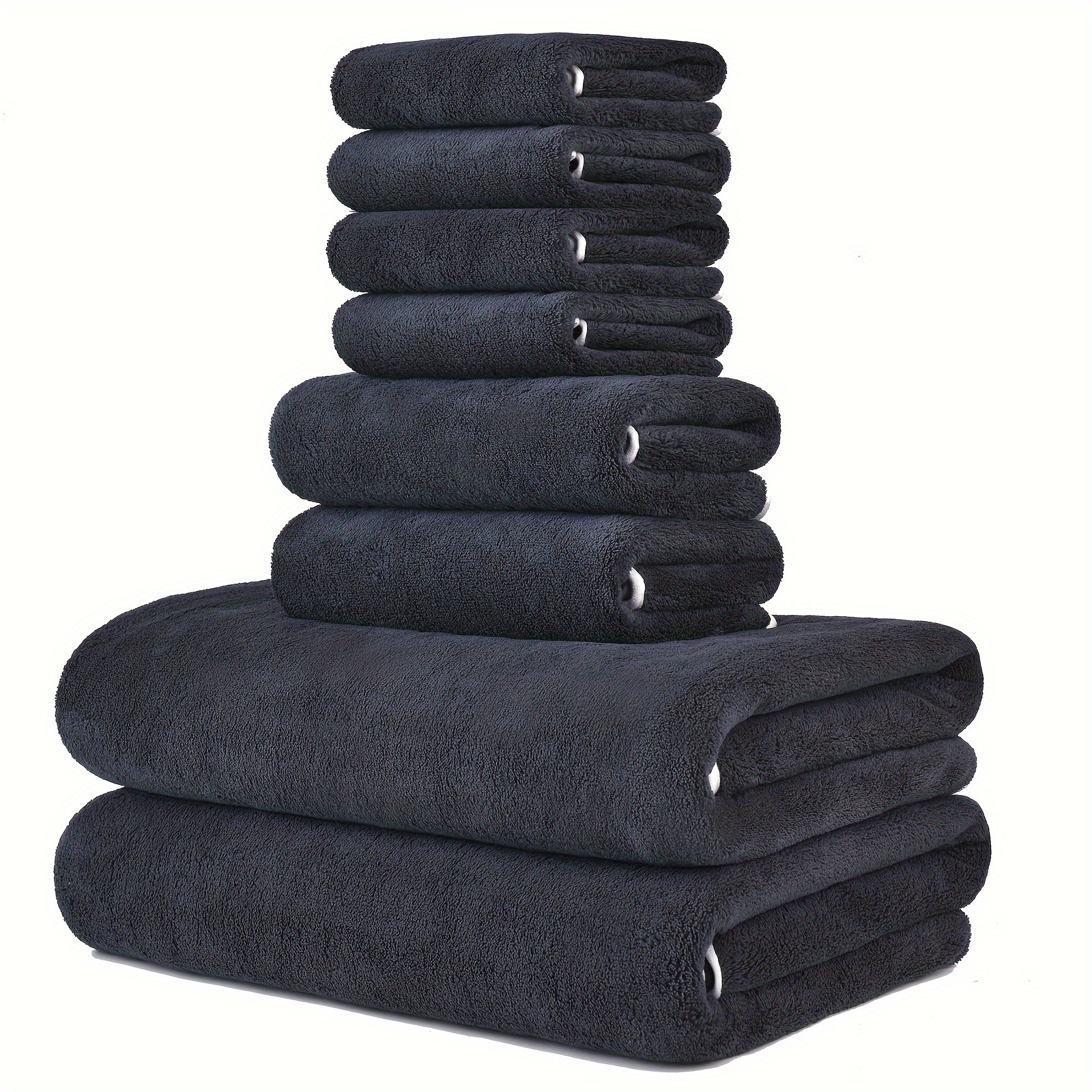 

8pcs Super Soft Microfiber Bath Towel Set, 2 Bath Towels 27 X 55 Inches, 2 Hand Towels X 30 Inches, Towels X Inches, Quick Drying, Absorbent And Lightweight Bath Towel Set, Bathroom Towel Set