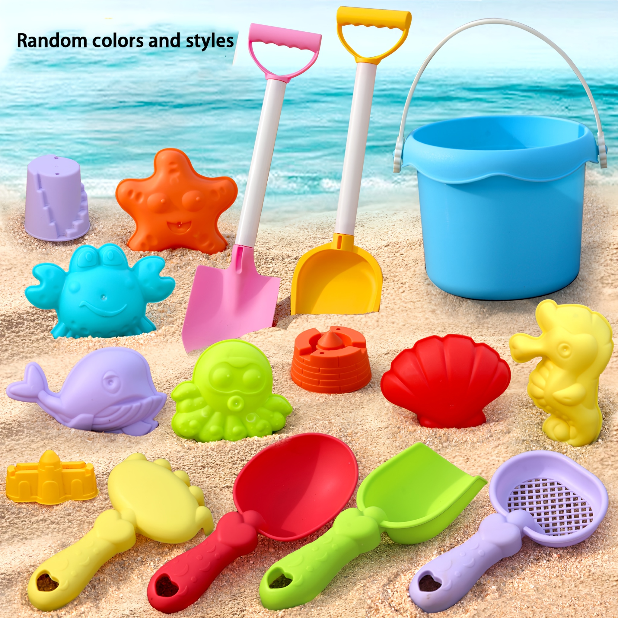 Colorful Beach Toy Set/digging Sand And Playing Water Outdoor Toy/sand Molds/creative Toy/party Game Prop/holiday Gift/enhance Interaction/random Color And Style