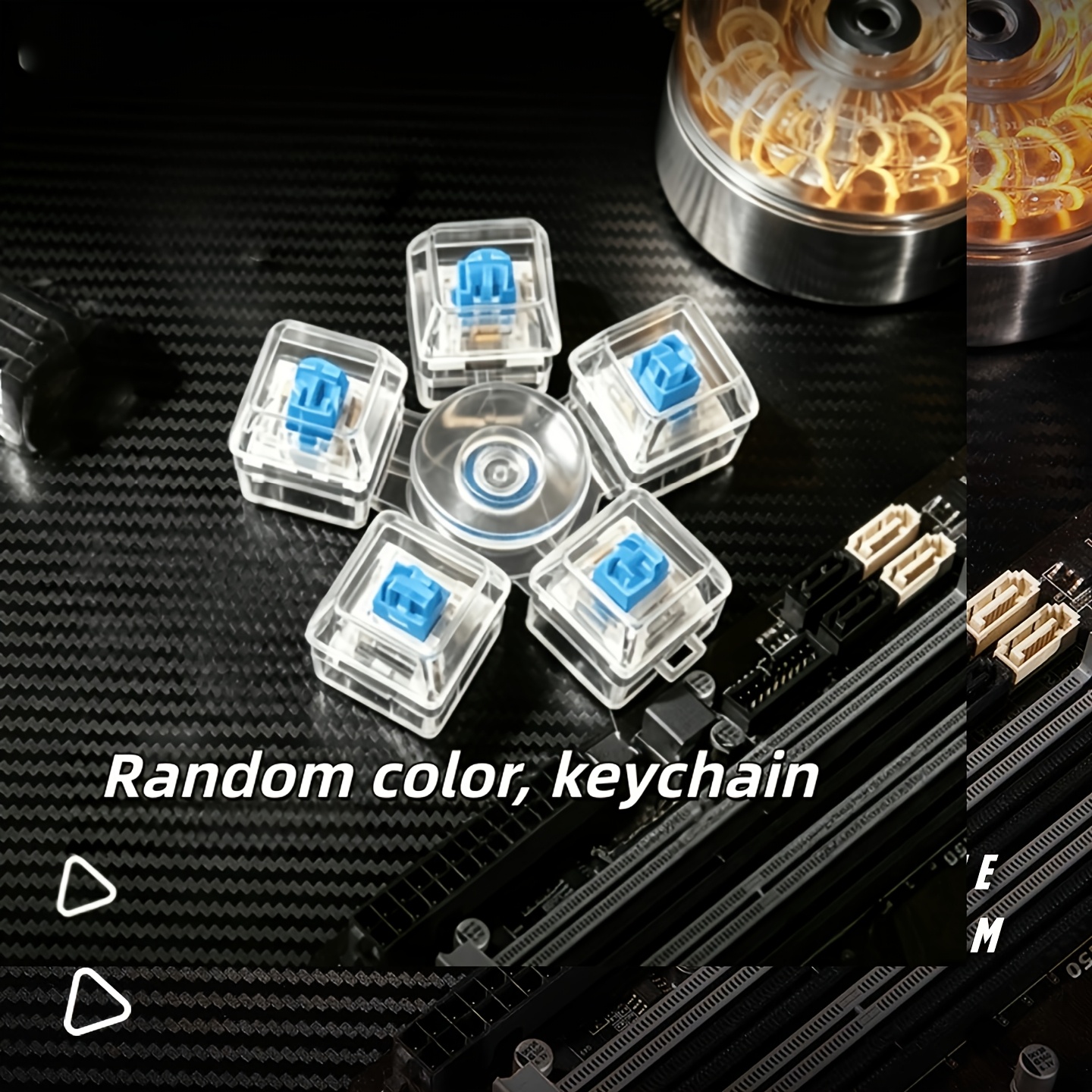 TEMU Portable Tactile Click Button Rotating Pendant Keyring, Random Color Stress Relief Hand Spinning Sensory Toy, Mini Decompression Finger Gyro Key