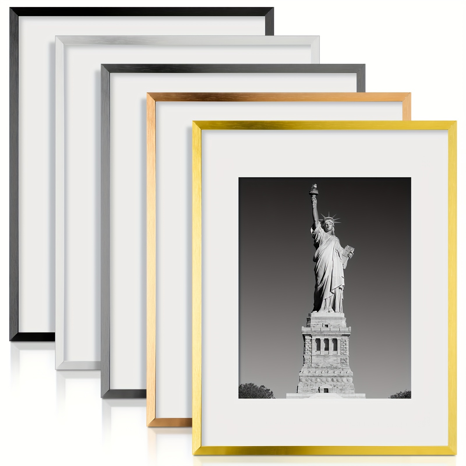 

Picture Frames Set Of 5 Aluminum Picture Frame Wall Mounting Gallery Picture Frames Photo Frames For Wall Display Suitable For Matted Or Without Mat