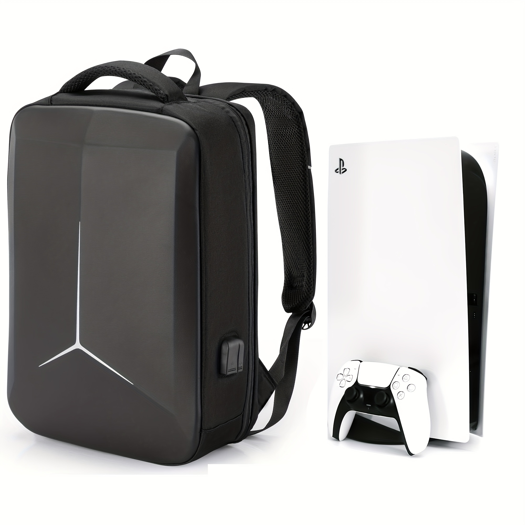 Sac à Dos de Jeu de Bataille Compatibles avec les Consoles PS5/PS5 Slim/PS5 Pro/PS4, Valise de Voyage, Sac de Rangement pour Ordinateur Portable 15.6 pouces, Moniteur Portable, Manette et Autres Accessoires de Jeux