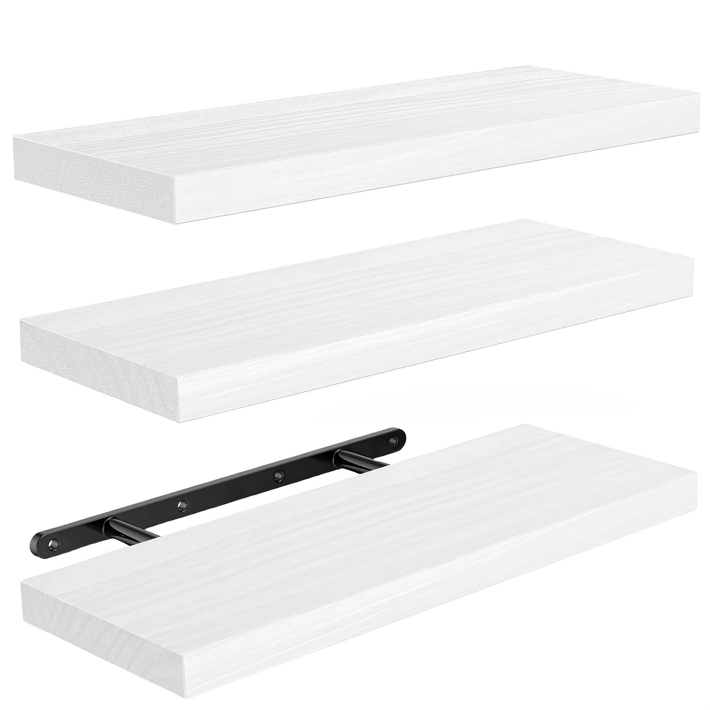 TEMU 3pcs Wall Mounted Shelf Durable For Different Areas, Such As Bedroom Bathroom Storage Rack Living Room Hanging Rack Kitchen Decorative Wooden