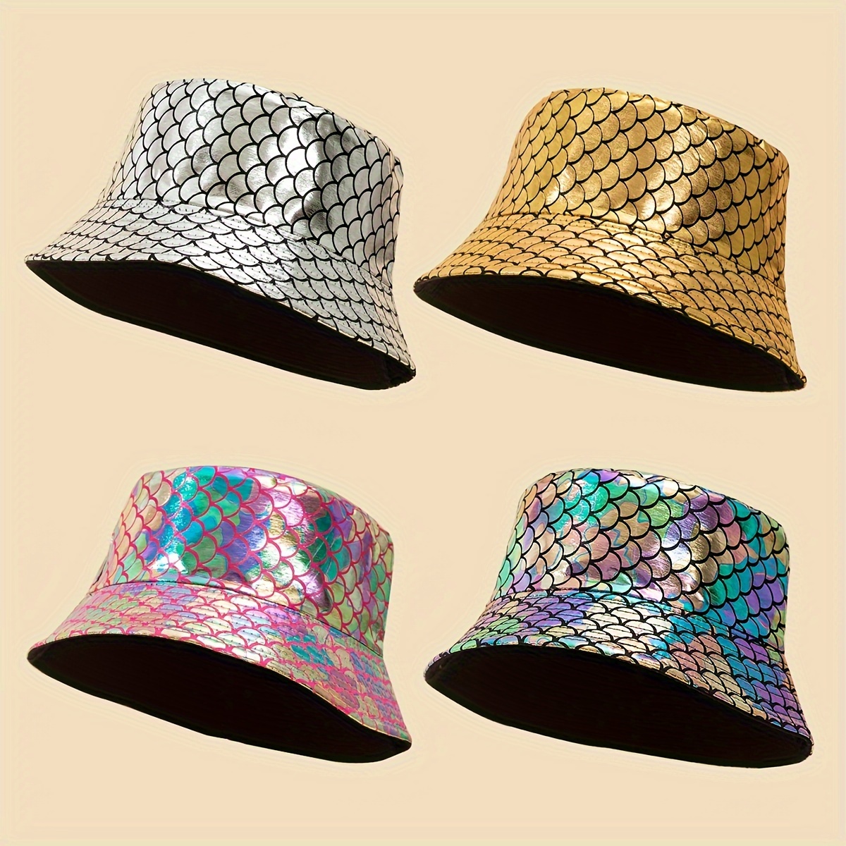 1pc Colorful Night Reflect Light Bucket Hats Punk Rock Hip Hop