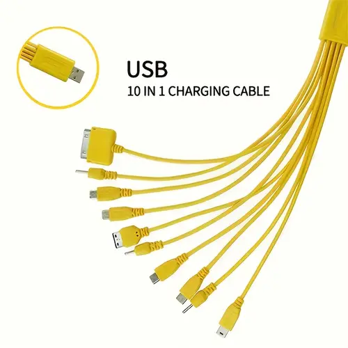 10 in 1 multi functional usb cable fast charging data transfer durable with free coiled cord for smartphones tablets laptops portable usb a to usb c cable versatile tech accessory sleek cable design reliable charging cable fast charging cable