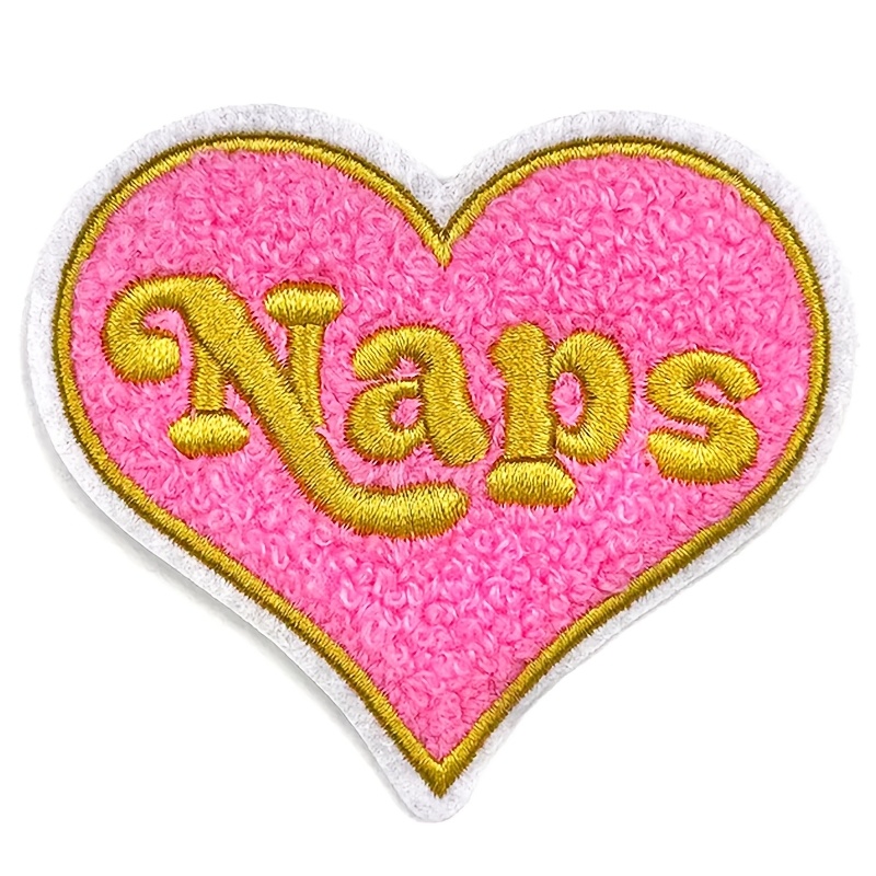 TEMU 1pc Applique à broder en chenille de cœur rose pour vêtements, à repasser