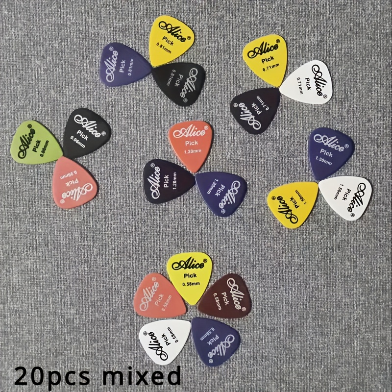 

20pcs Premium Guitar Picks Set For Acoustic, Electric & Bass - Plectrums In Assorted Colors, Thickness Range 0.58-1.5mm