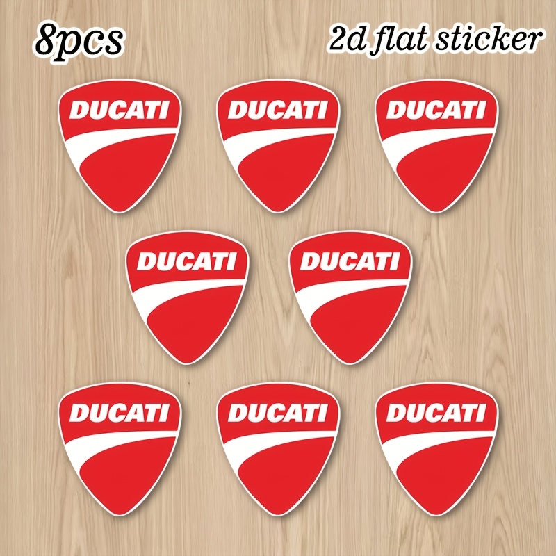 TEMU 8pcsducati Motorcycle Brand Logowaterproof Vinyl Decal,adhesive Durable Car Decal For Laptops, Cars, Motorcycles, Water Bottles, And Any ,