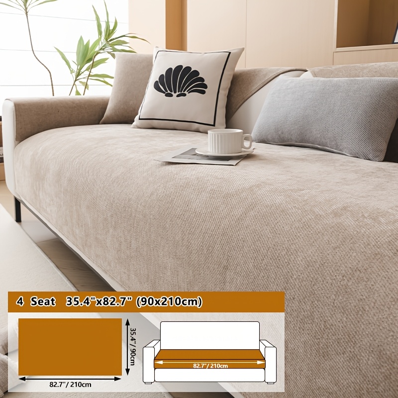 E-shop Chenille Stoff mit Anti-Rutsch-Boden Design, Einfarbiger Sofakissenbezug, Wohnzimmer Sofarückenlehne Kissen, Armlehnenkissen, Kissenbezug,