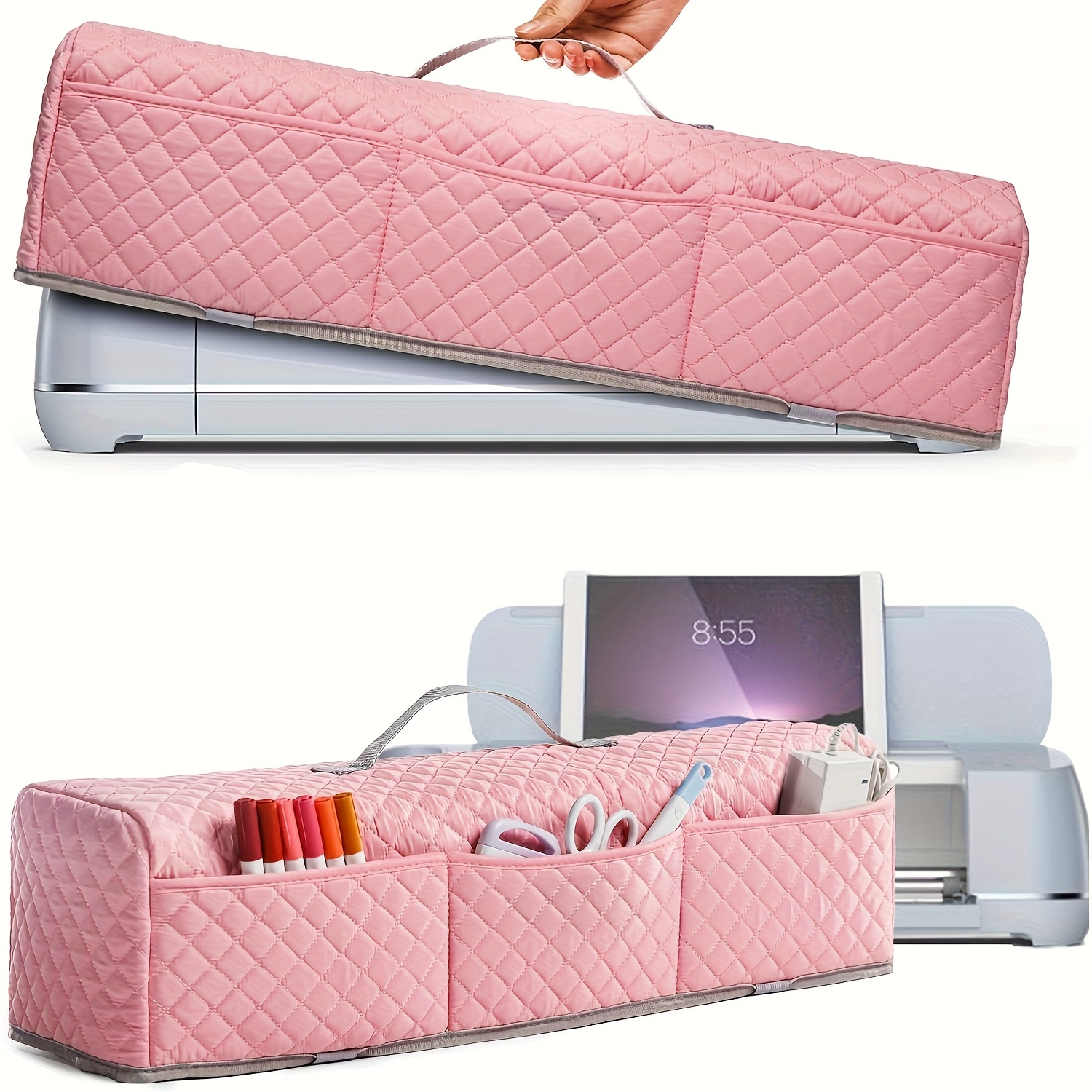 TEMU Padded Dust Cover Compatible For Maker, For Maker 3, Air 2, 3 Machine, With Pockets For Additions (pink)