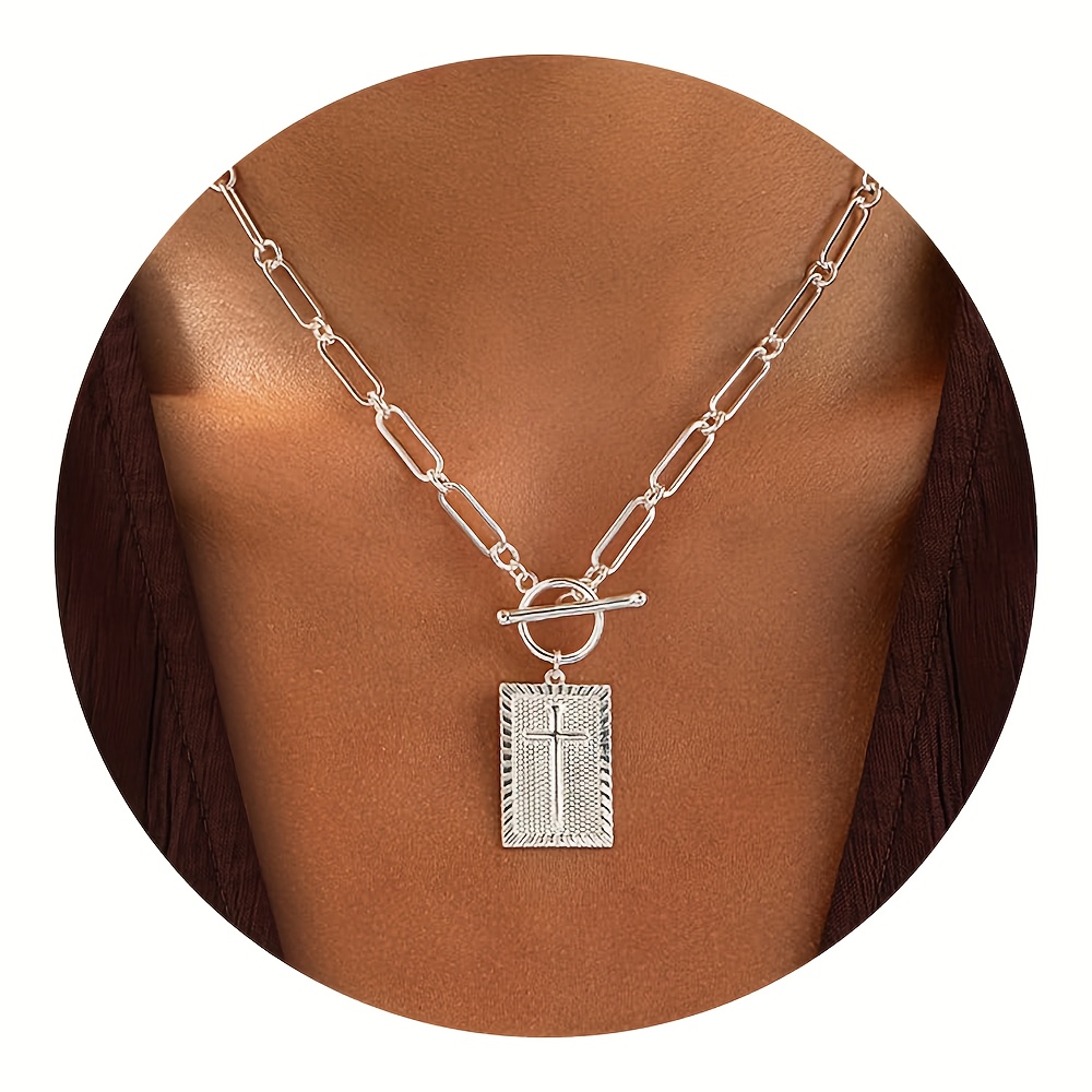 Women's Golden Rectangular Pendant Necklace, Daily Wear