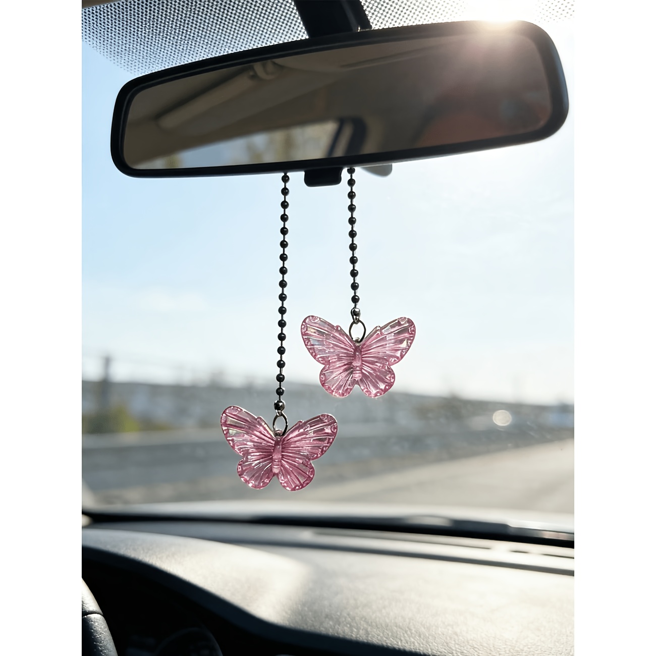 TEMU 1pc Car Interior Colorful Rearview Mirror Hanging Ornament For Car Interior Modification