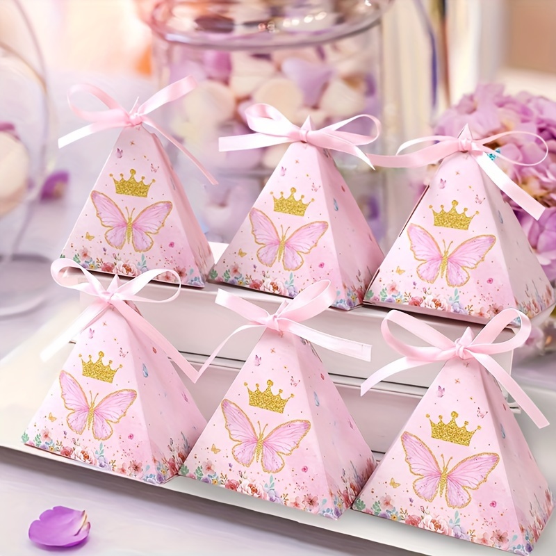 

Set Of 10 Pink -shaped Candy Boxes With Ribbons, Candy Packaging. Ideal For -themed Parties, Bridal Showers, Weddings, And Birthday Celebrations.